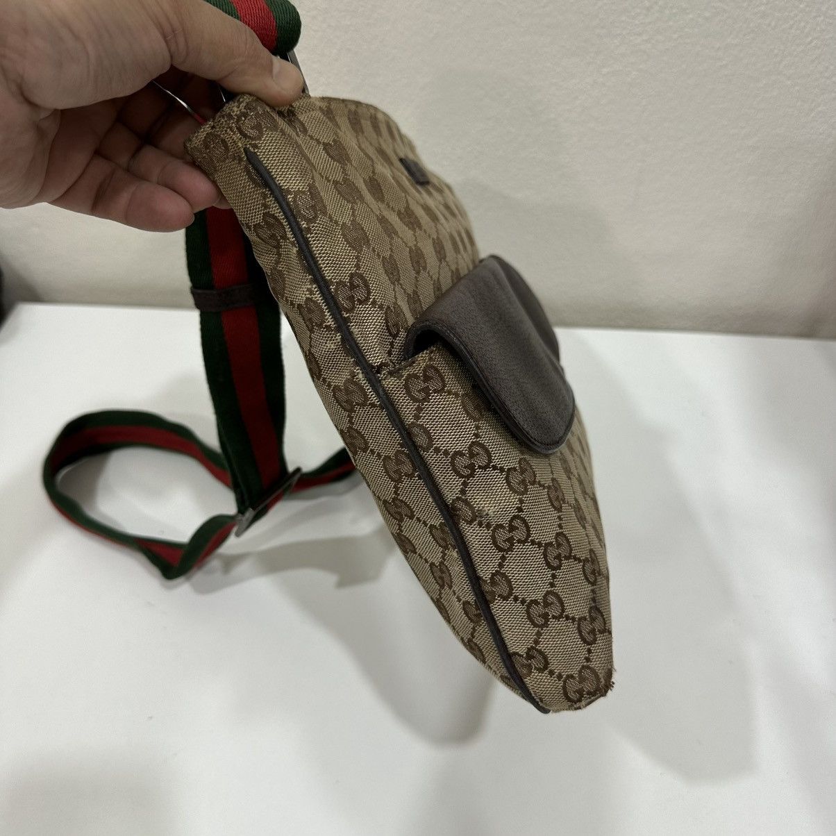 Gucci ‼️LD‼️GUCCI GG CANVAS WEB MESENGGER BAG LEATHER FLAP POCKET 3 Size ONE SIZE - 5 Thumbnail