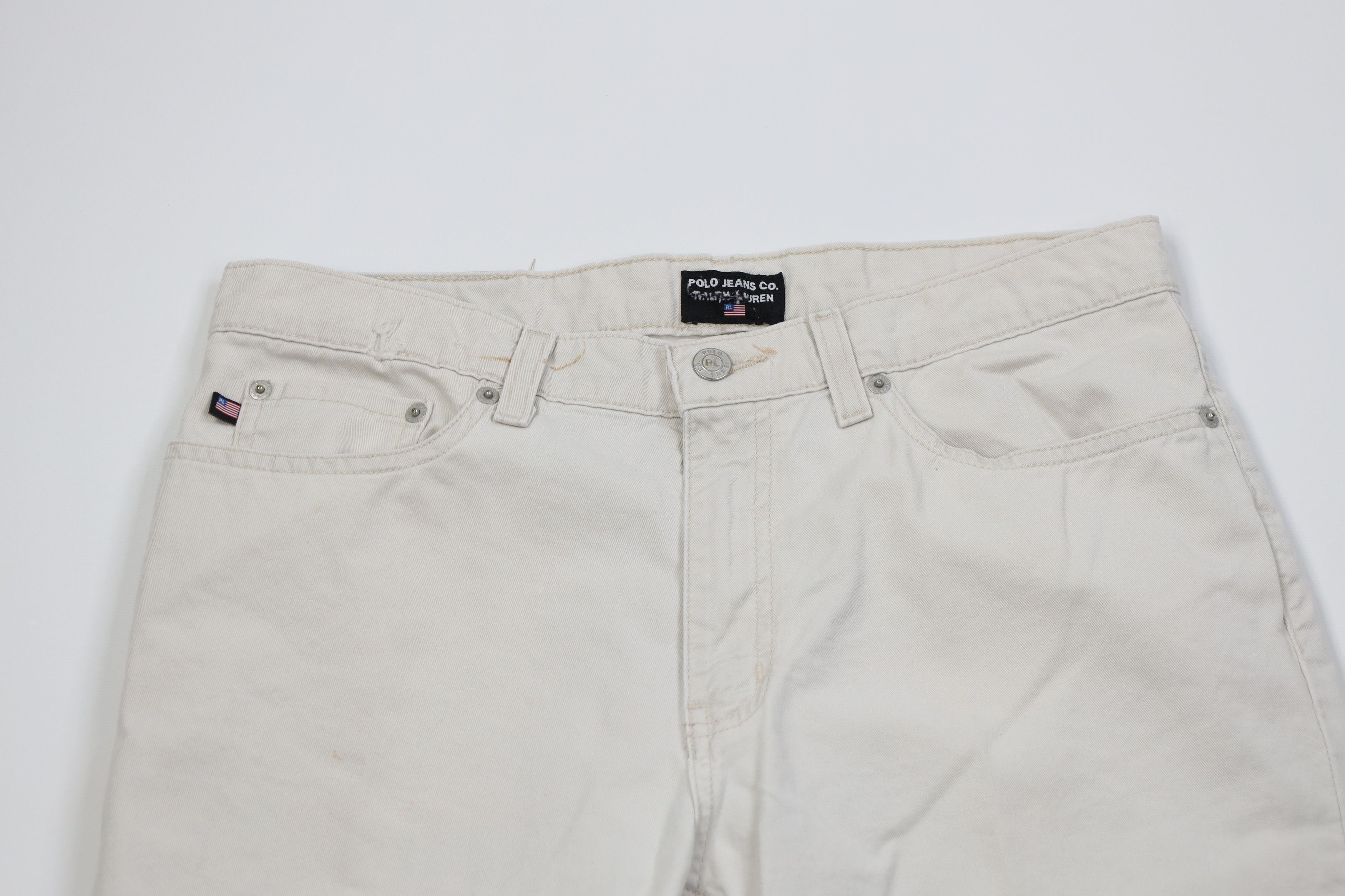 Ralph Lauren Vintage 90s Ralph Lauren Spell Out Straight Leg Pants Beige Size 32" / US 10 / IT 46 - 2 Thumbnail