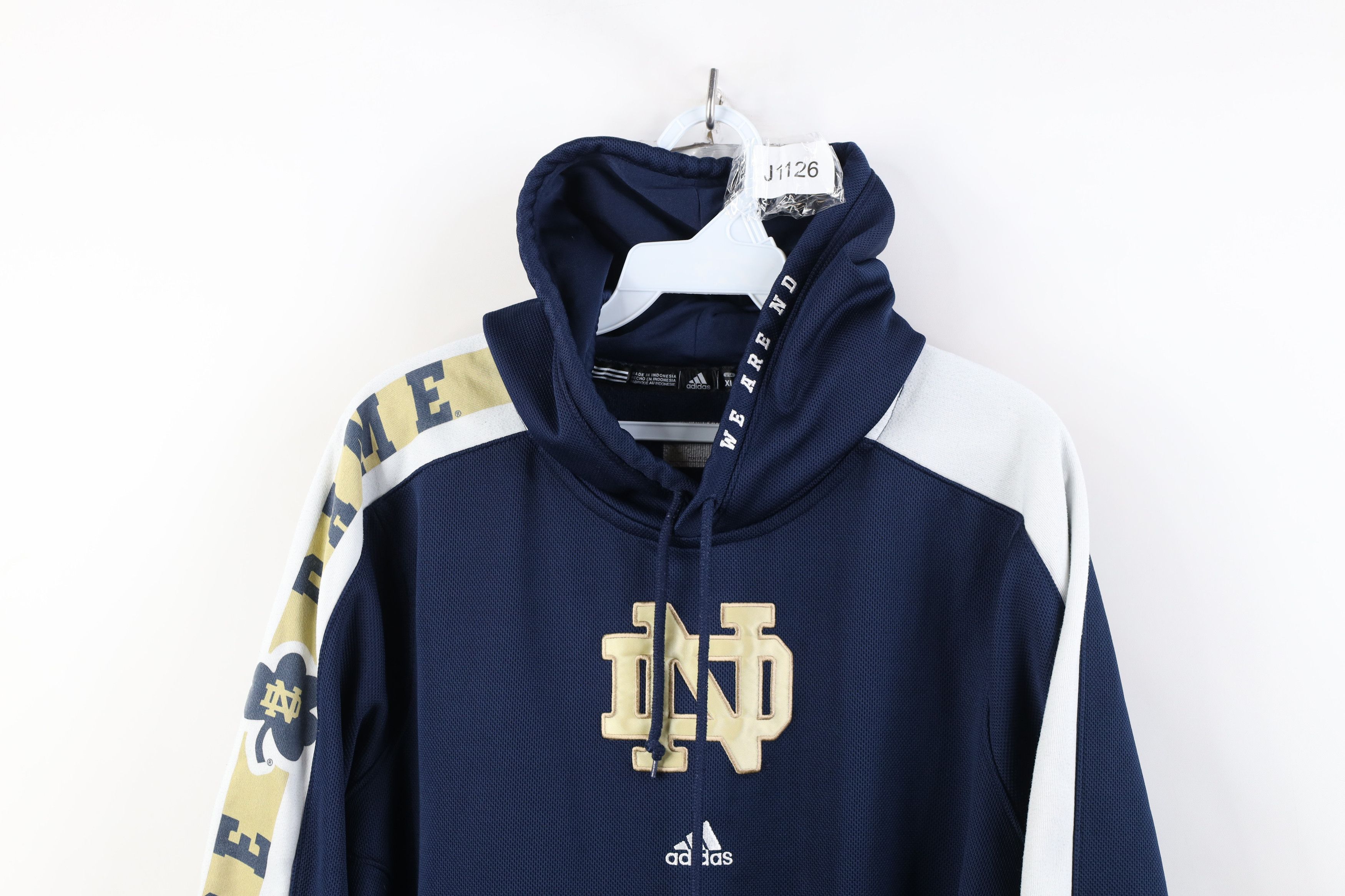 Adidas Vintage Y2K Adidas Notre Dame University Hoodie Sweatshirt Size US XL / EU 56 / 4 - 2 Thumbnail