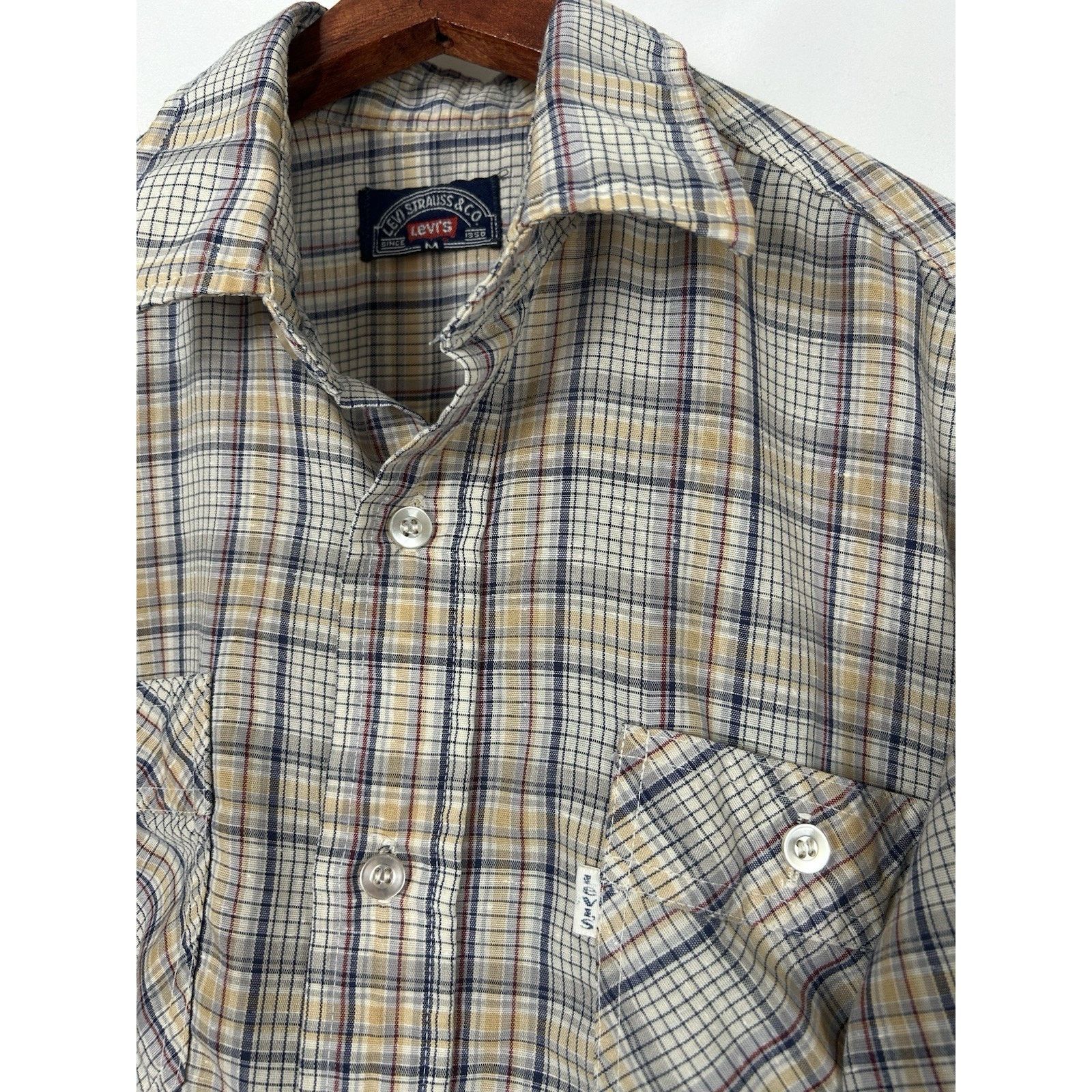 Levi's VTG Levis Mens M Plaid Button Up Long Sleeve Shirt White Tab Size US M / EU 48-50 / 2 - 2 Thumbnail