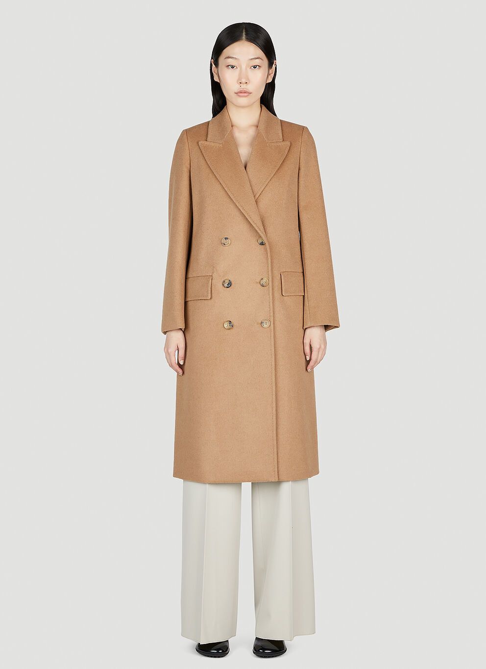 image of Max Mara Double Breasted Coat in Beige, Women's (Size XS)