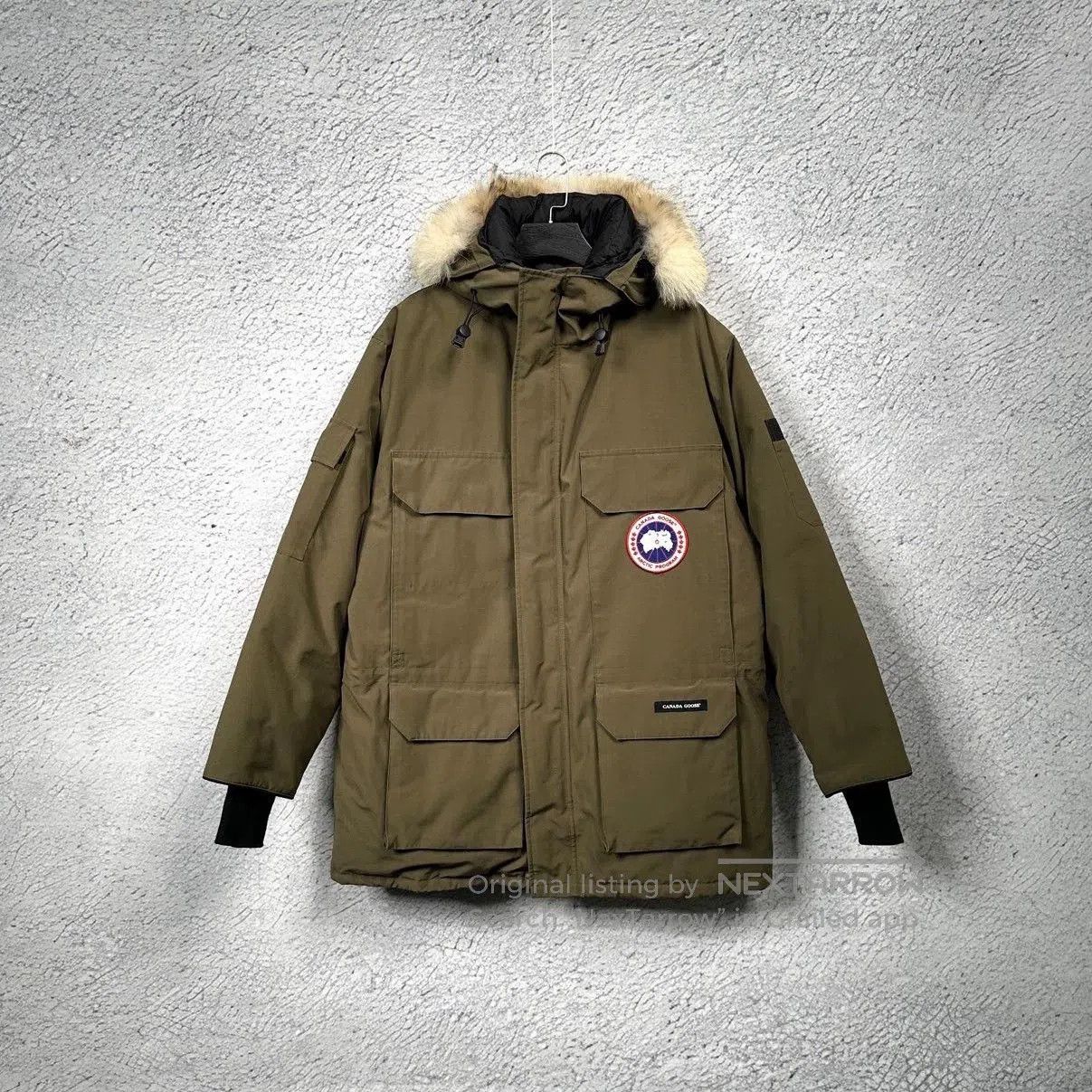 canada goose expedition parka in military green.