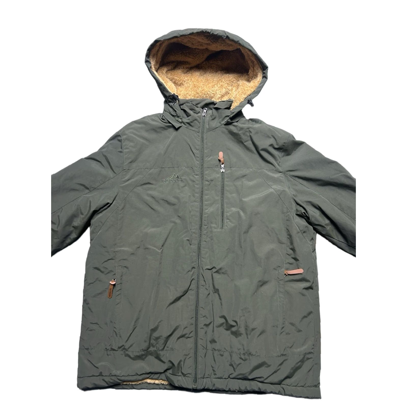 Vintage VINTAGE Outdoors faux fur lined hooded jacket industrial military style green large Size US L / EU 52-54 / 3 - 1 Thumbnail