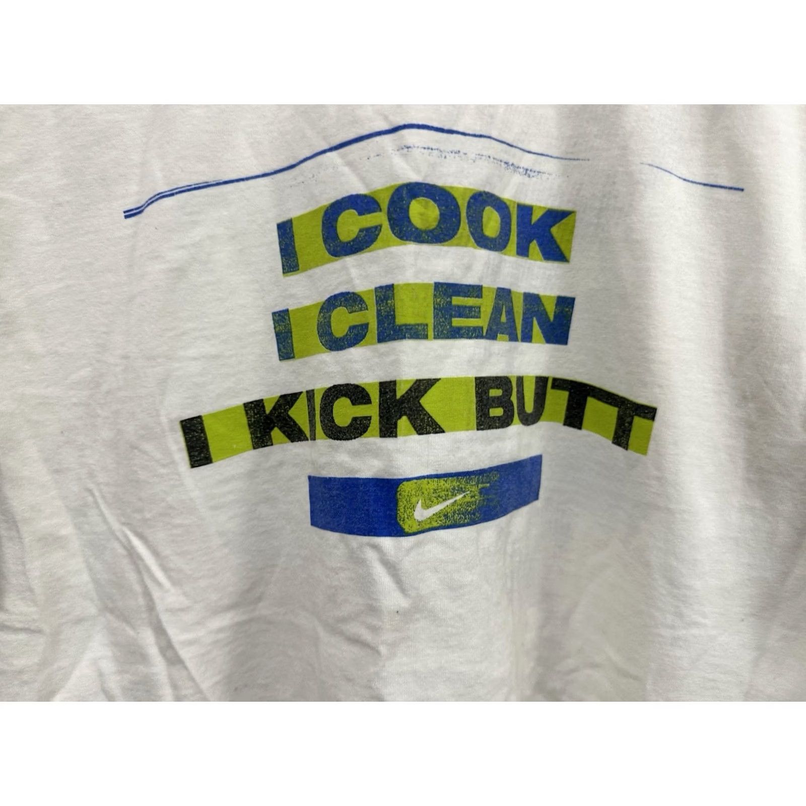 Nike VTG Nike I Cook I Clean I Kick Butt Sport Girl Power Short Sleeve T-Shirt Size S White Shirt Adults Unisex Nike Sport Girls S Size US S / EU 44-46 / 1 - 4 Thumbnail