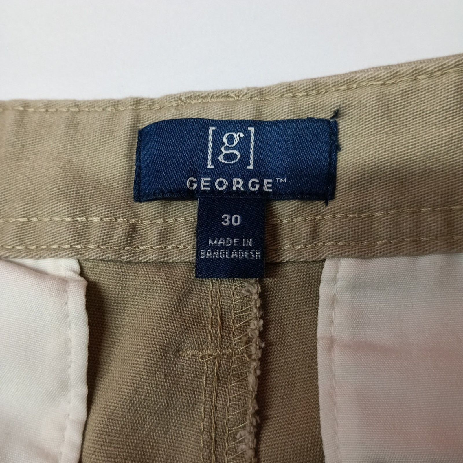 George George Twill Shorts Men's Size 30 Beige Flat Front 9" Inseam Size US 30 / EU 46 - 2 Thumbnail