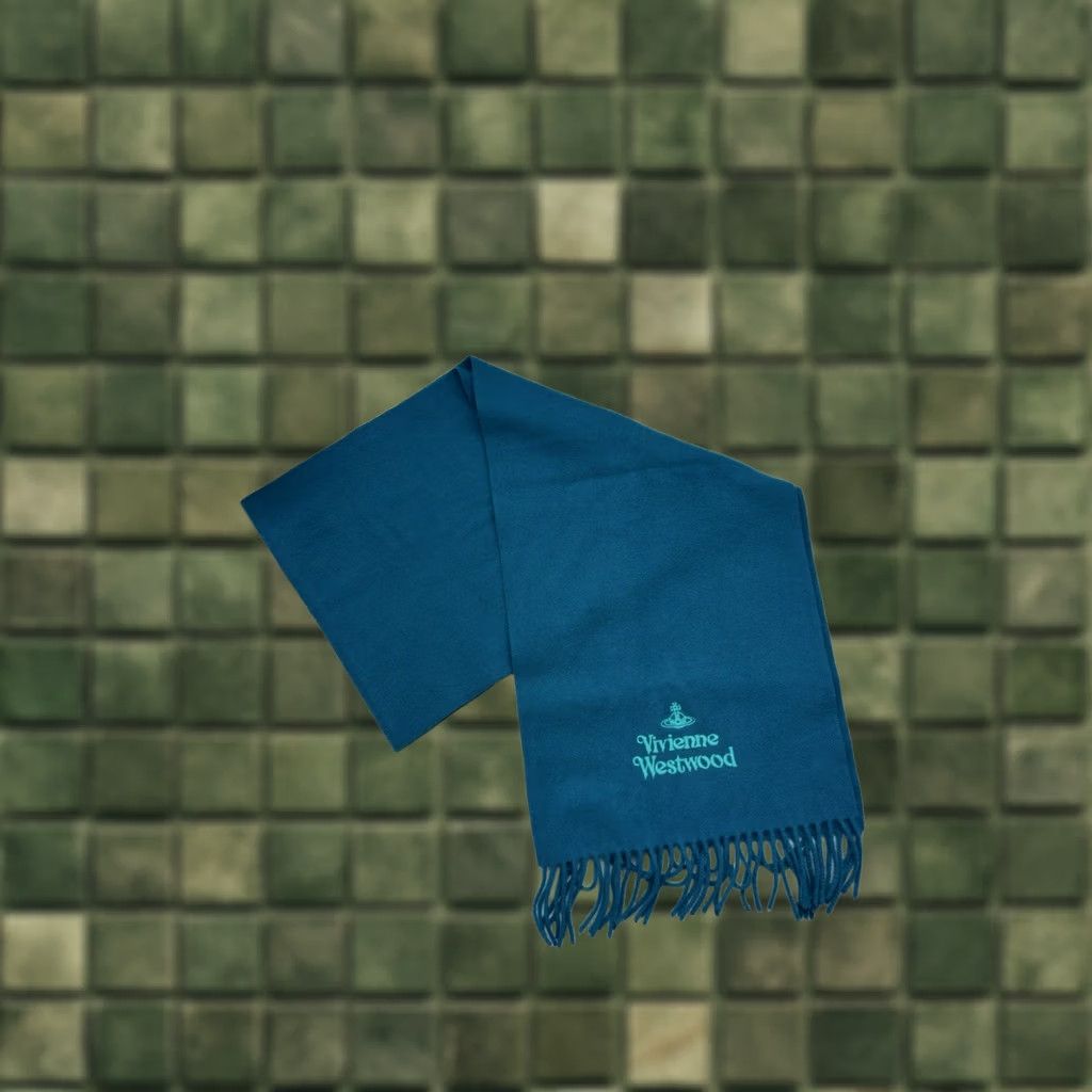 Vivienne Westwood VINTAGE Vivienne Westwood Scarf Wool Logo Blue 160/30 cm Womens Mens Boys Girls Size ONE SIZE - 1 Thumbnail