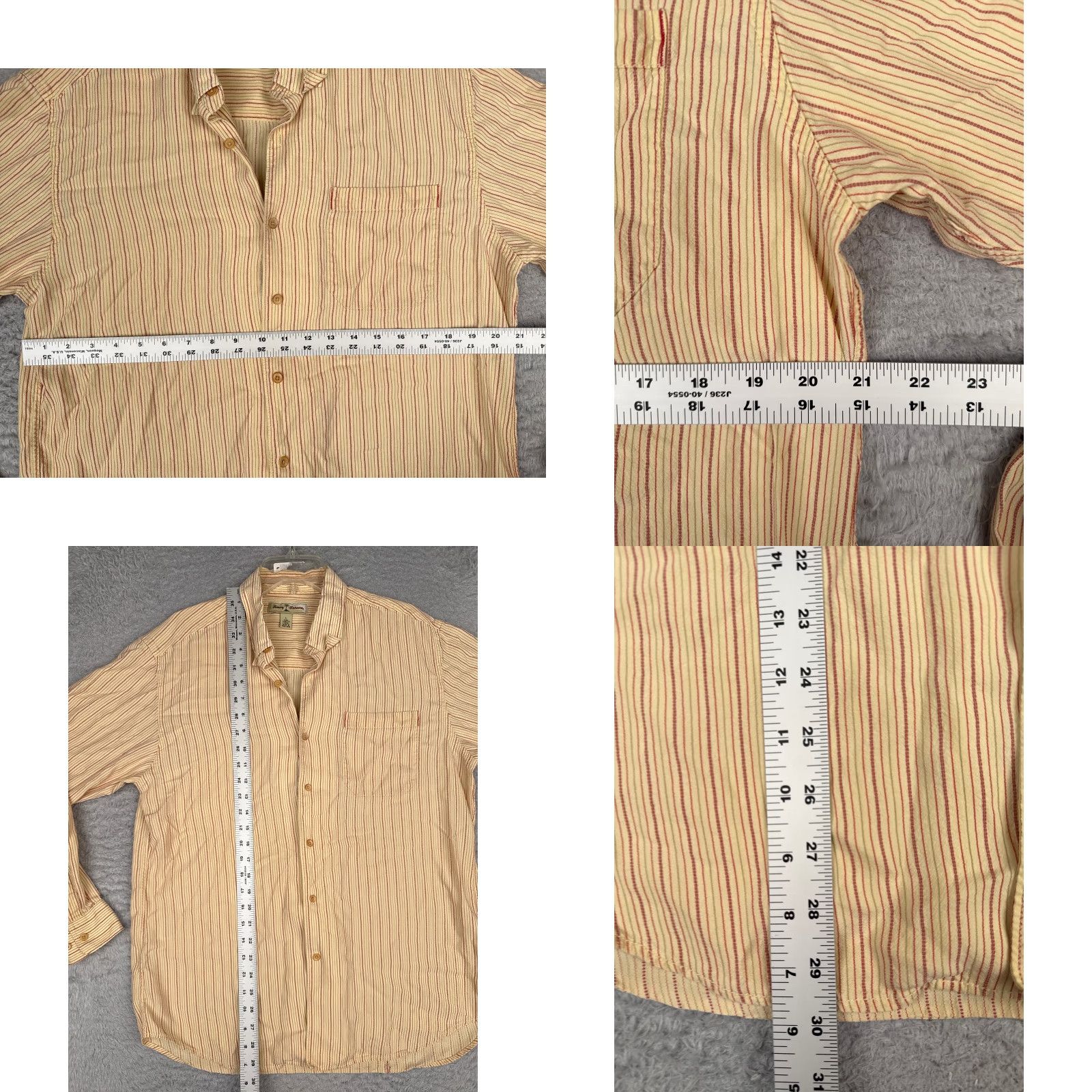 Tommy Bahama Tommy Bahama Shirt Men Large Yellow Button-Up Vertical Stripe 100% Tencel Slim Fit Casual Beach Aloha Size US L / EU 52-54 / 3 - 8 Thumbnail