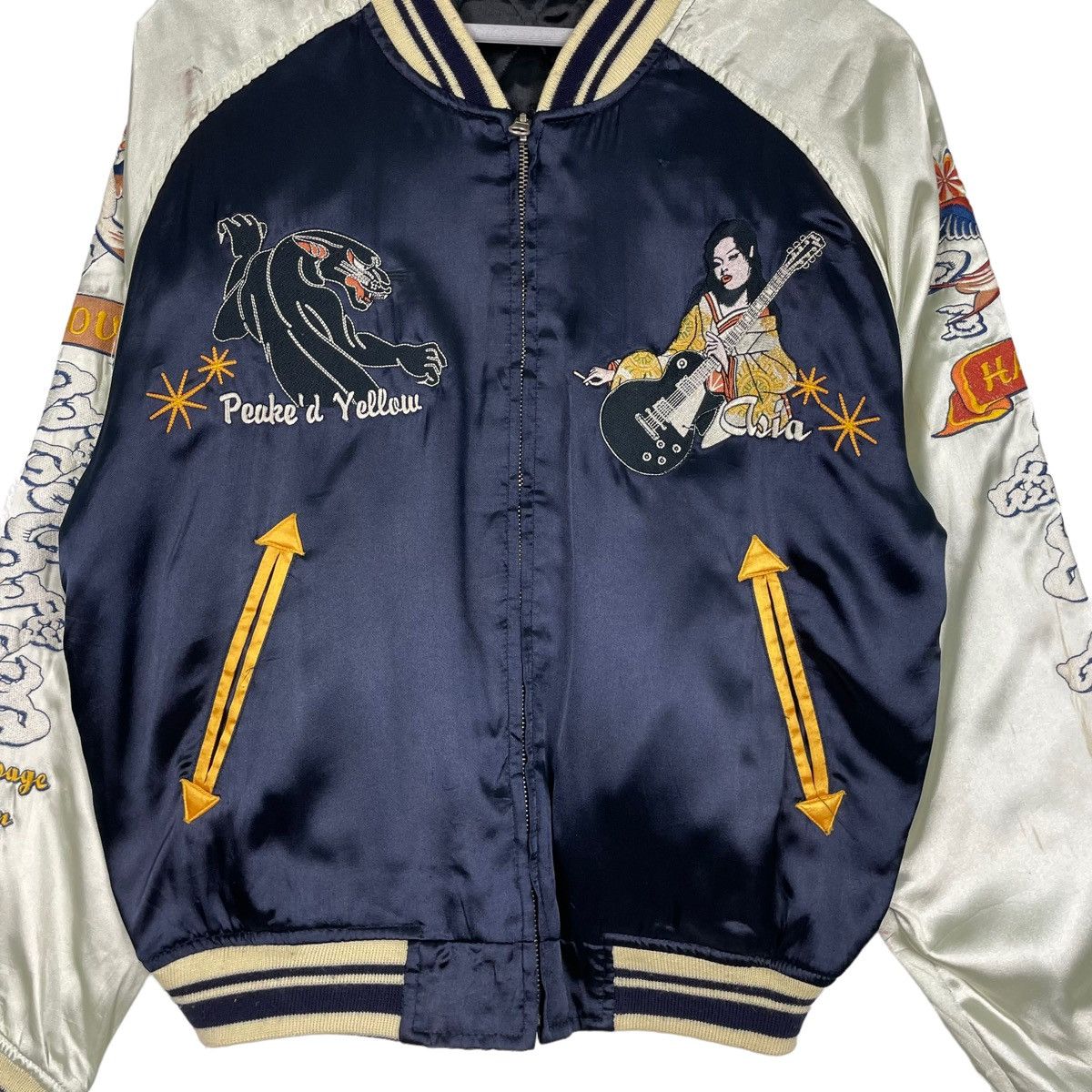 Japanese Brand × Toyo Enterprises 💥PEAKED YELLOW JAPAN SUKAJAN GEISHA EMBROIDERY JACKET Size US L / EU 52-54 / 3 - 7 Thumbnail