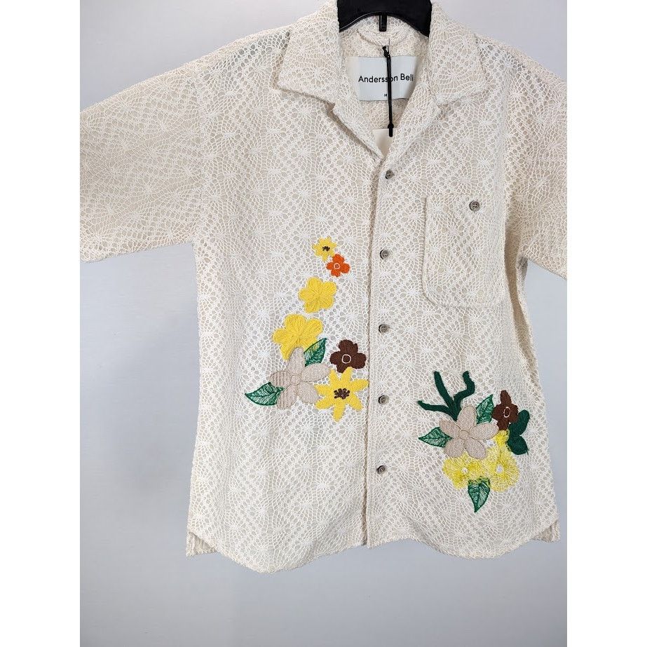Andersson Bell o1rshd1 Flower Embroidery Open Collar Shirt in White Size US M / EU 48-50 / 2 - 12 Thumbnail