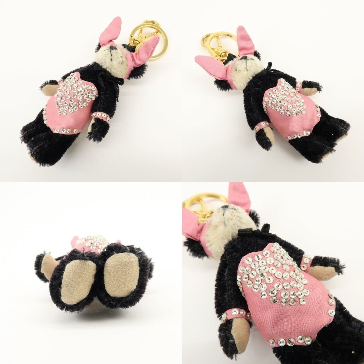 Prada Prada Panda Bunny Charm Canvas Keychain Black Size ONE SIZE - 3 Thumbnail