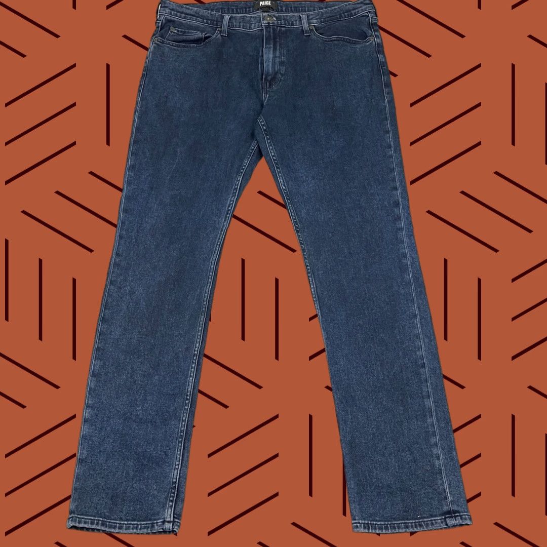 Paige Paige Jeans Mens Slim Straight 36 x 32 Blue Denim Stretch Travel Pants Regular Medium Blue Paige Lennox Size US 36 / EU 52 - 1 Thumbnail
