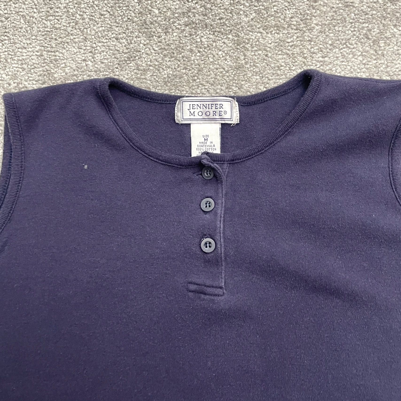 Vintage Jennifer Moore Tank Top Womens Medium Blue Sleeveless 100% Cotton Basic Shirt Sleeveless Regular Mens? Size M / US 6-8 / IT 42-44 - 3 Thumbnail