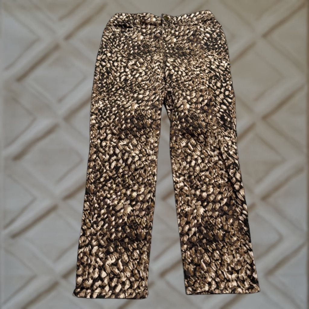 Coldwater Creek VINTAGE Coldwater Creek Jeans Women’s 4P Animal Print Brown Straight Leg 90s Fall Outdoor Size 27" / US 4 / IT 40 - 1 Thumbnail