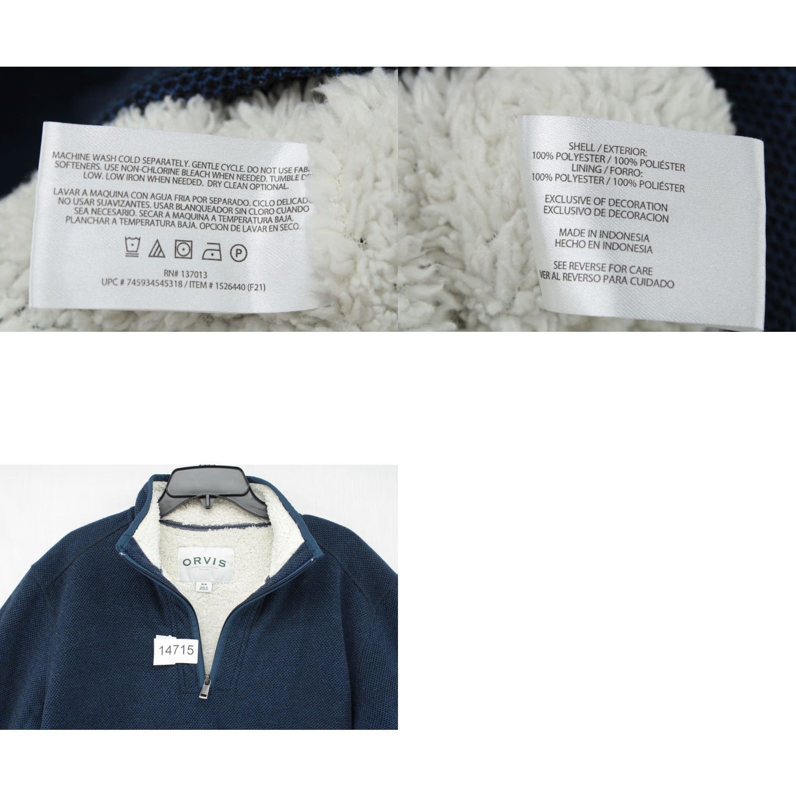 Orvis Orvis XL Blue Quarter Zip Pullover Sweater Men’s Classic Collection Sherpa Lined Knit Pullover 1/4 Zip Heavyweight Pockets Mock Neck Button? Size US M / EU 48-50 / 2 - 8 Thumbnail