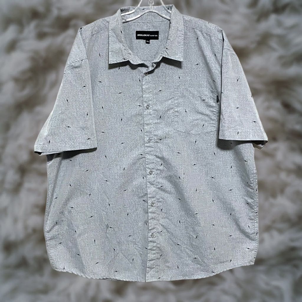 CO Molokai Surf Co Lightning Bolt AOP Pocket Button Shirt Mens 2XL Gray Black Y2K Size US XXL / EU 58 / 5 - 1 Thumbnail
