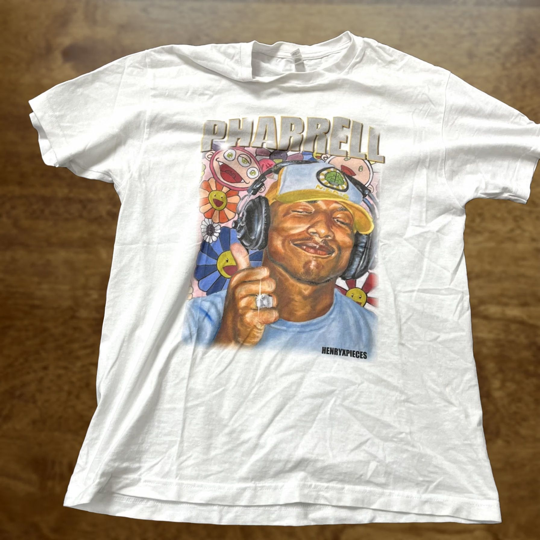 Vintage VINTAGE Pharrell Shirt Mens Large White Graphic HENRYXPIECES Alstyle Tee Music Hip Hop Size US L / EU 52-54 / 3 - 1 Thumbnail