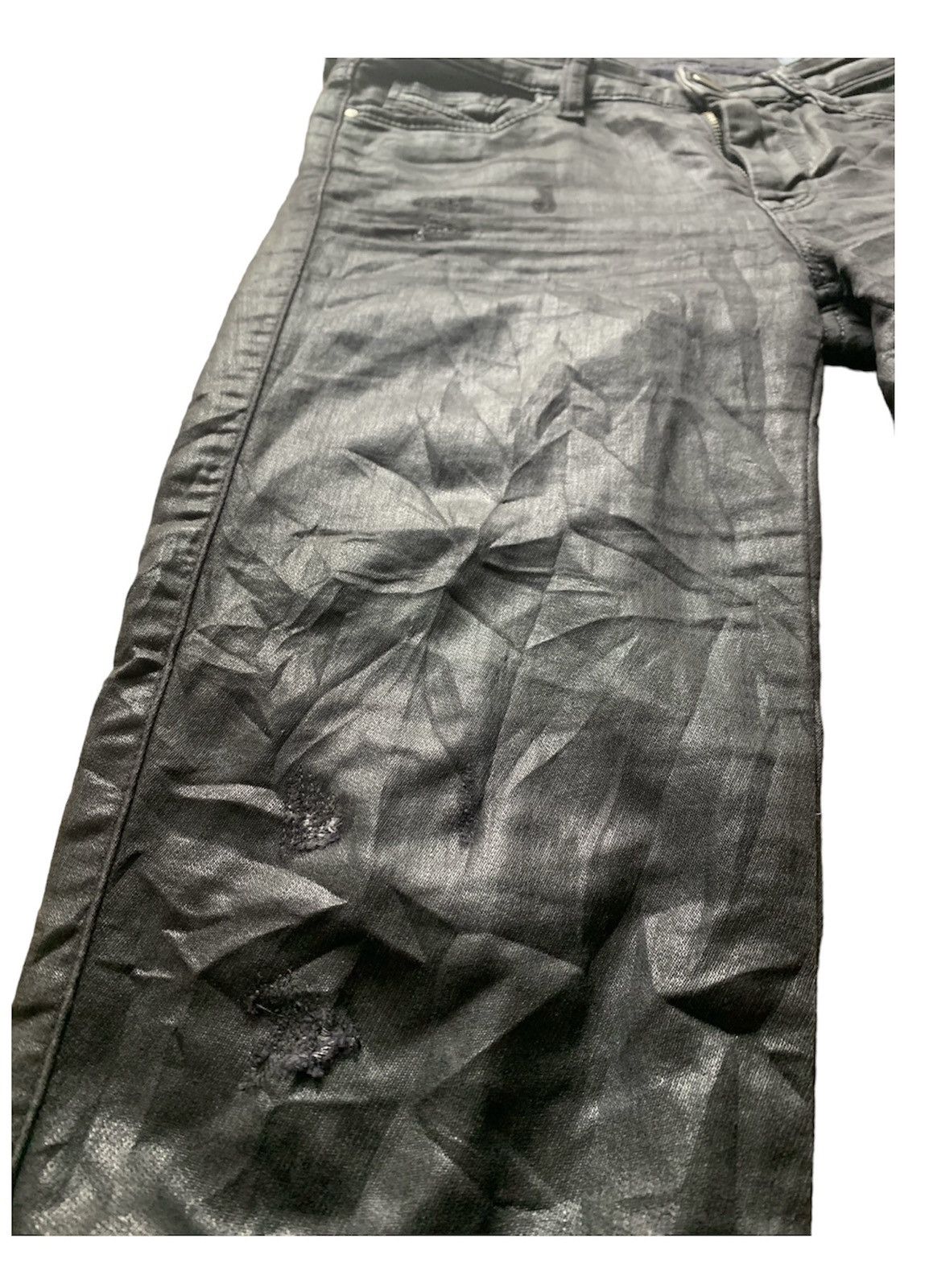 Diesel Black Gold DISTRESSED WAX DENIM COWHIDE LEATHER SLIM FIT Size US 30 / EU 46 - 7 Thumbnail
