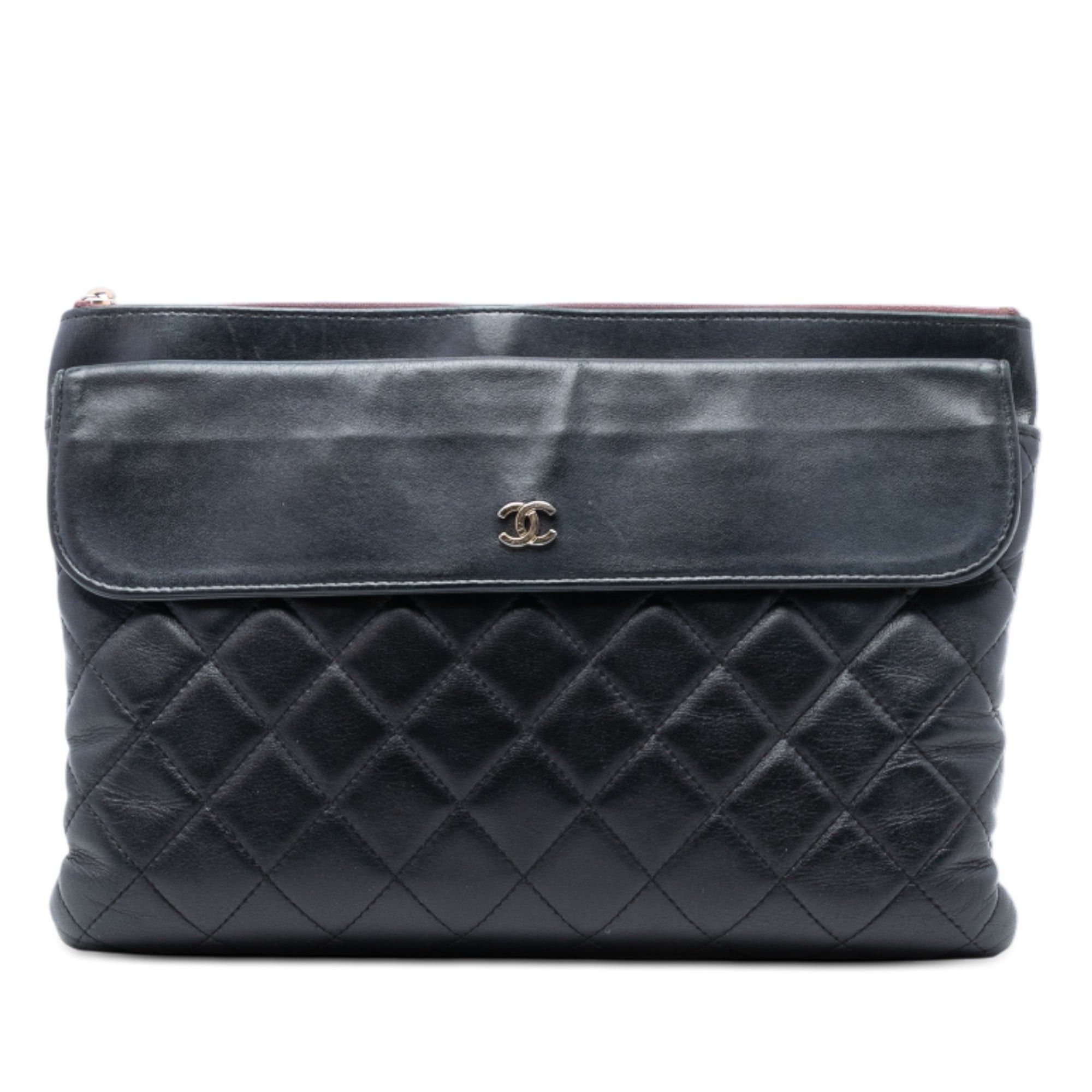 Medium CC Quilted Lambskin Flap Cosmetic Case