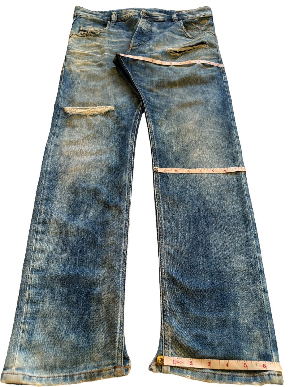 Diesel Vintage Diesel Krooley-T Bleached Distressed Ripped Jeans Size US 34 / EU 50 - 17 Thumbnail