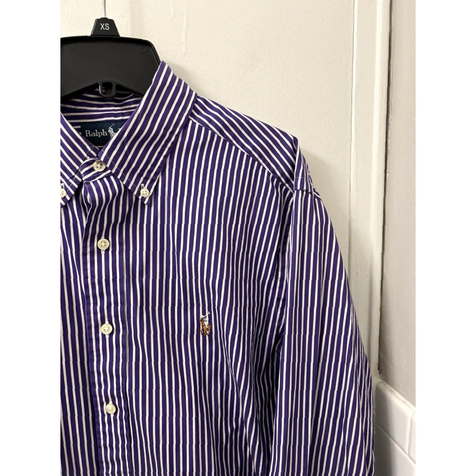 Ralph Lauren VINTAGE Ralph Lauren Shirt Mens L Purple White Striped Oxford Classic Button Down Size US L / EU 52-54 / 3 - 4 Thumbnail