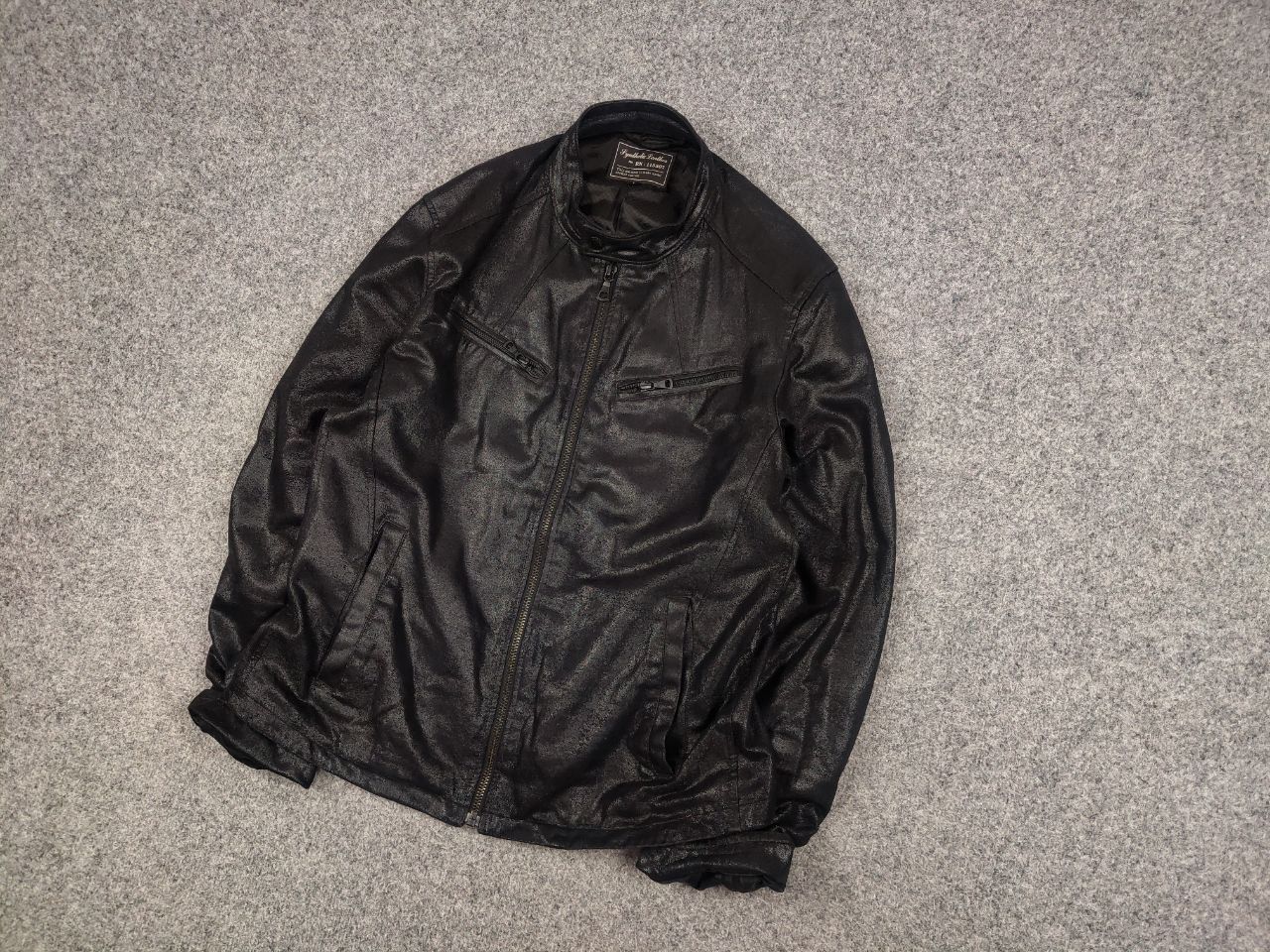 Uniqlo Uniqlo Synthetic Leather Biker Zip Black Mens Jacket Size US L / EU 52-54 / 3 - 3 Thumbnail