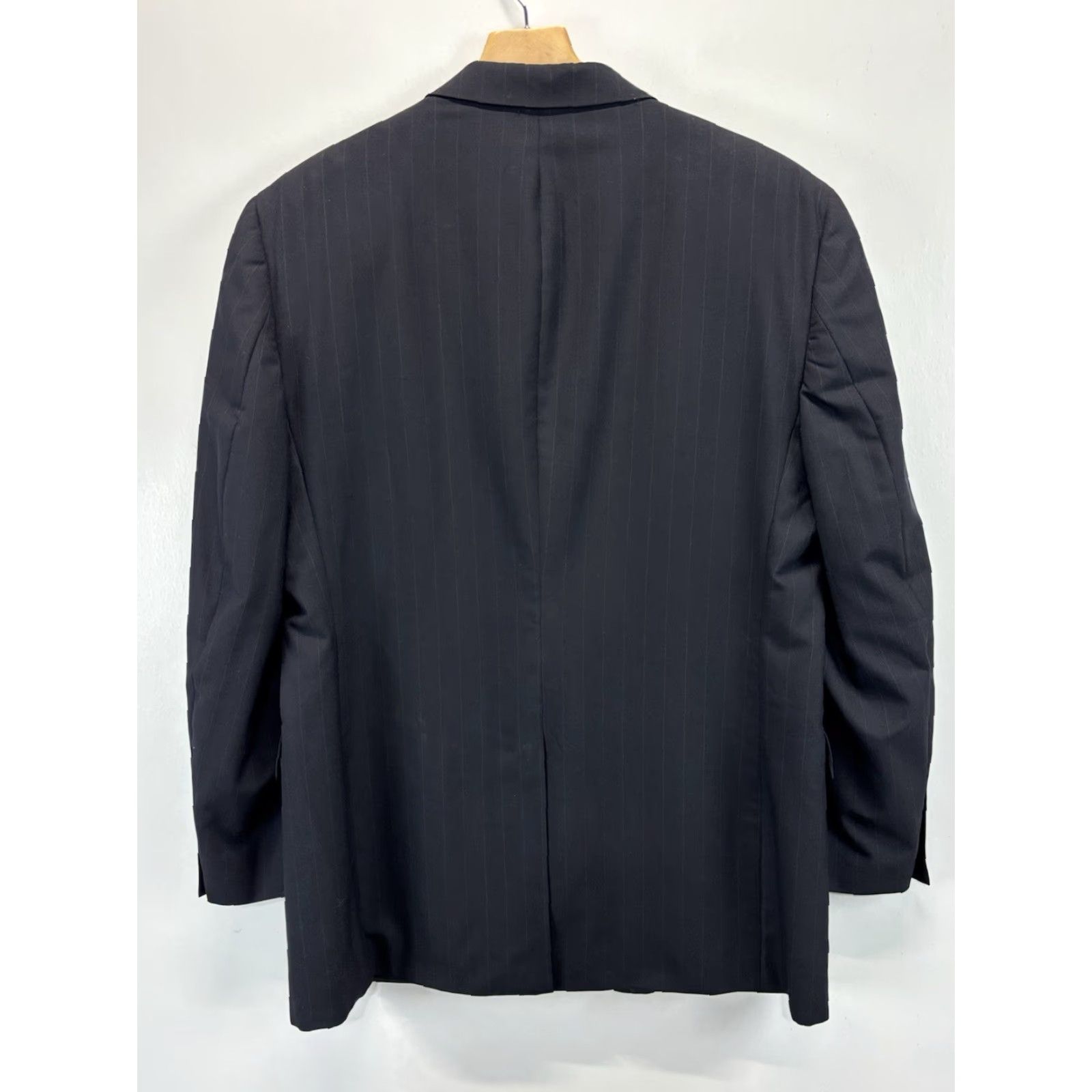 Jos. A. Bank VINTAGE Jos A Bank 2 Pc Navy Pinstripe Suit Men’s Jacket 44L Pants 35x31 Wool Cuffed Size 44R - 4 Thumbnail