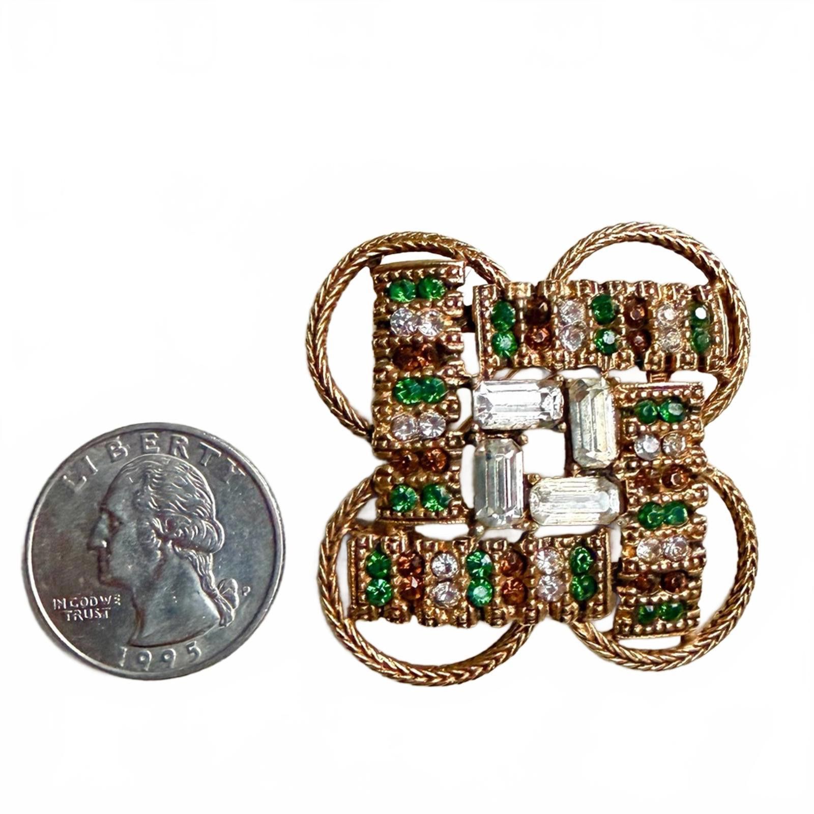 Conte of Florence 50s VTG FLORENZA Gold Tone Rhinestone Maltese Cross Brooch Size ONE SIZE - 6 Thumbnail