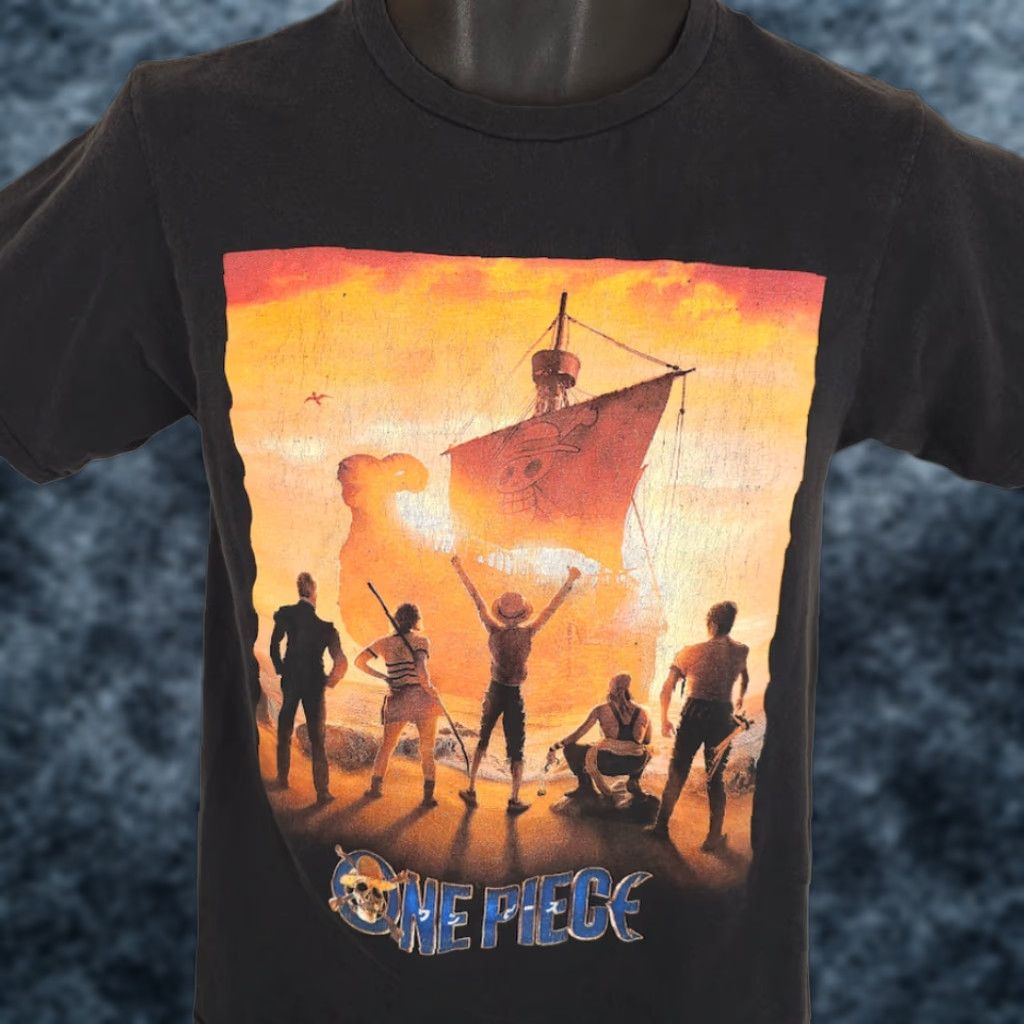 Vintage One Piece T Shirt Mens Size Small Black Japanese Manga Series Pirate Ship Shirt Mens Small Black One Piece Size US S / EU 44-46 / 1 - 1 Thumbnail