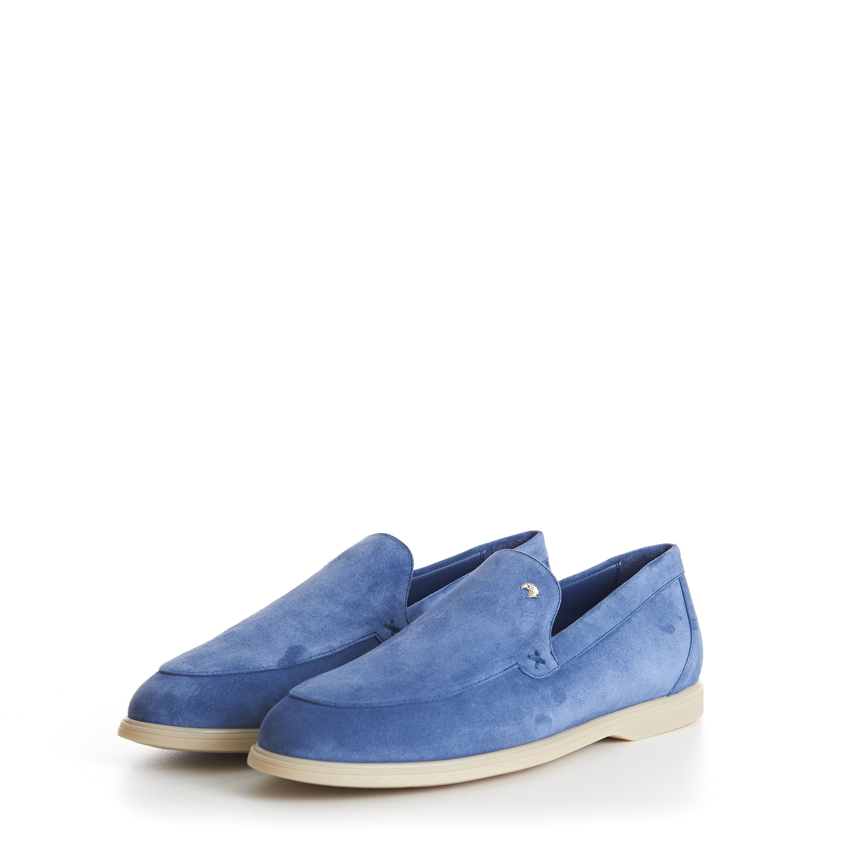Stefano Ricci Blue Suede Slip-On Loafers - Eagle Head Application Size US 10 / EU 43 - 4 Thumbnail