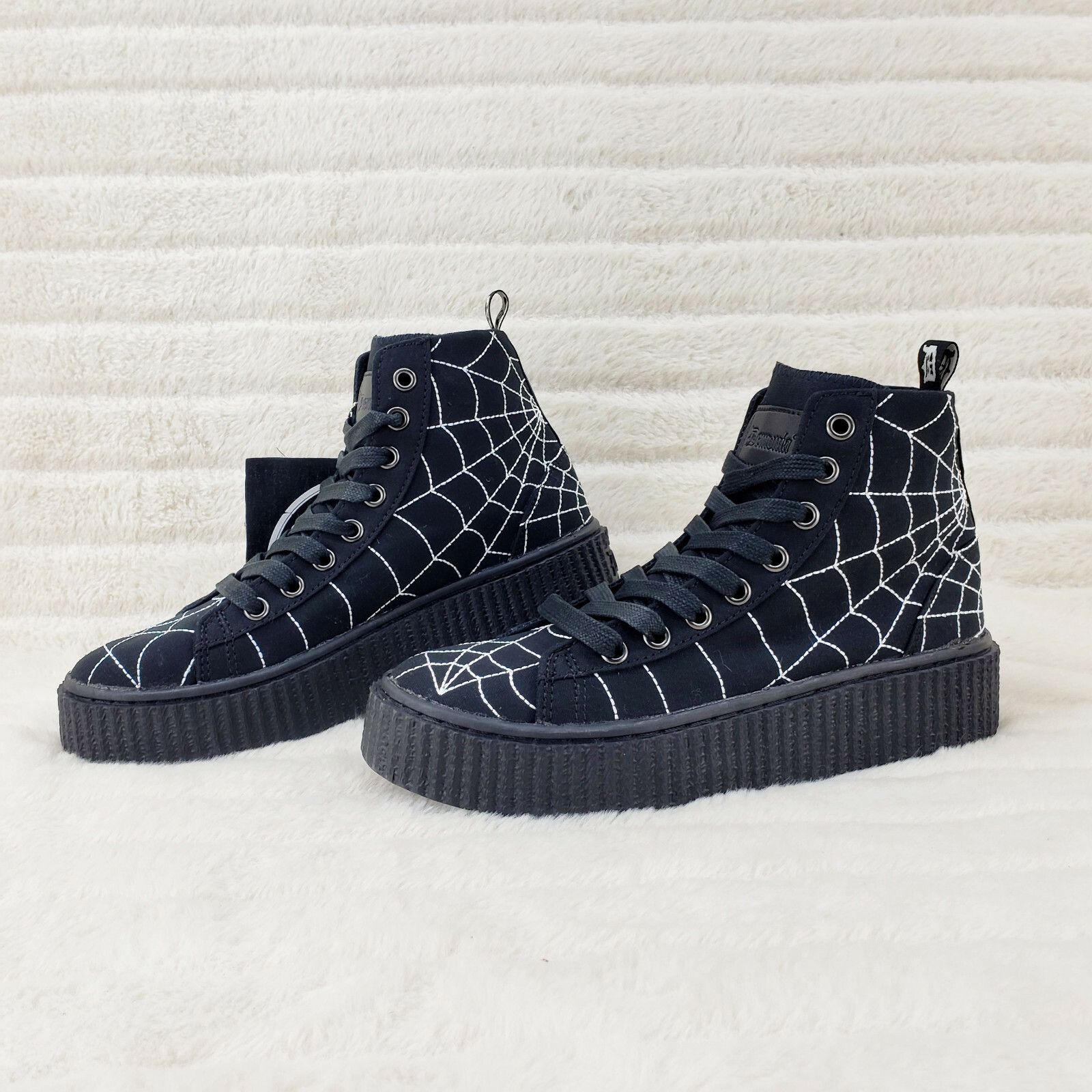 Demonia Cult DEMONIA Stitched Spider Web Hi-Top Creeper Sneaker Goth Pun Size US 11 / EU 44 - 6 Thumbnail
