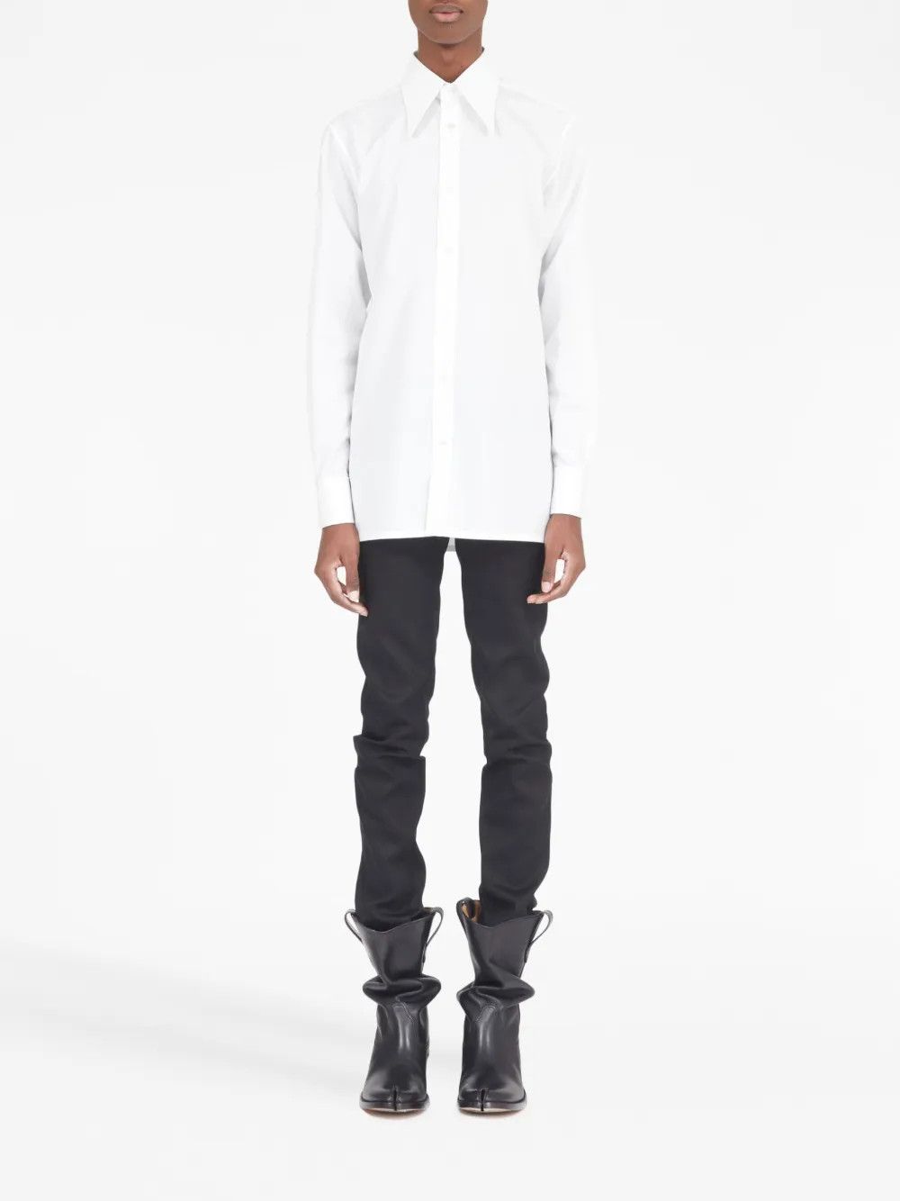 Maison Margiela oc11z0925 Pointed-collar Cotton Shirt in White Size US M / EU 48-50 / 2 - 2 Thumbnail