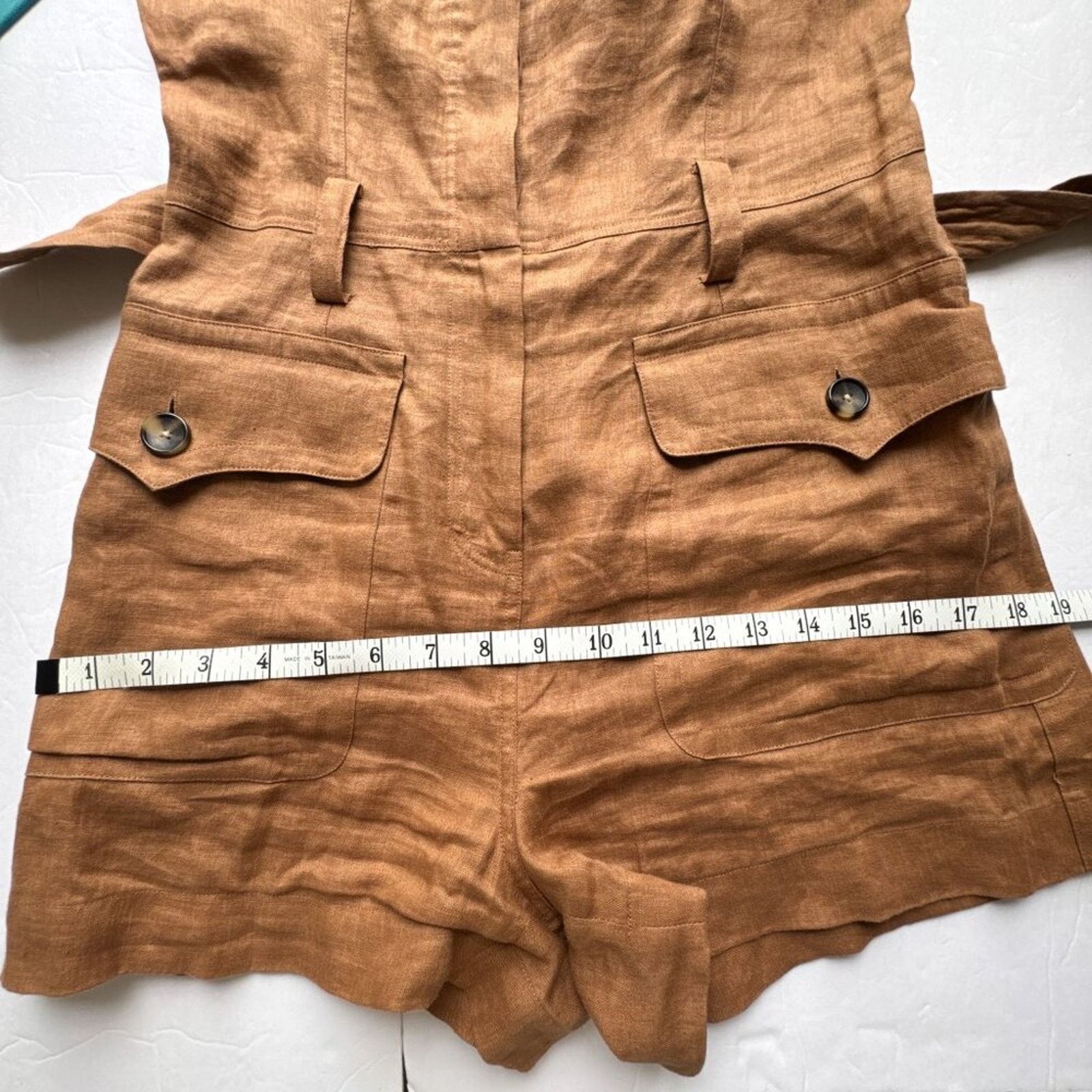 A.L.C. A.L.C. Gilmour Linen Romper Brown Size 4 Size 27" / US 4 / IT 40 - 11 Thumbnail