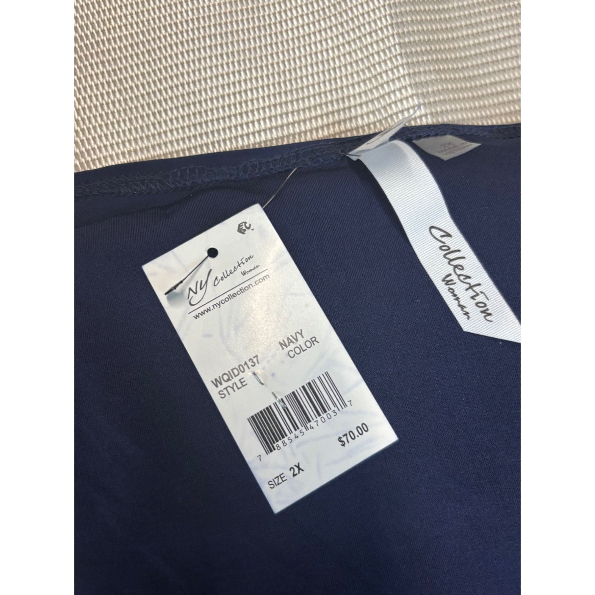 Other NY Collection Plus Size Ruched A-line Dress, Navy, Sz. 2X Size ONE SIZE - 10 Thumbnail
