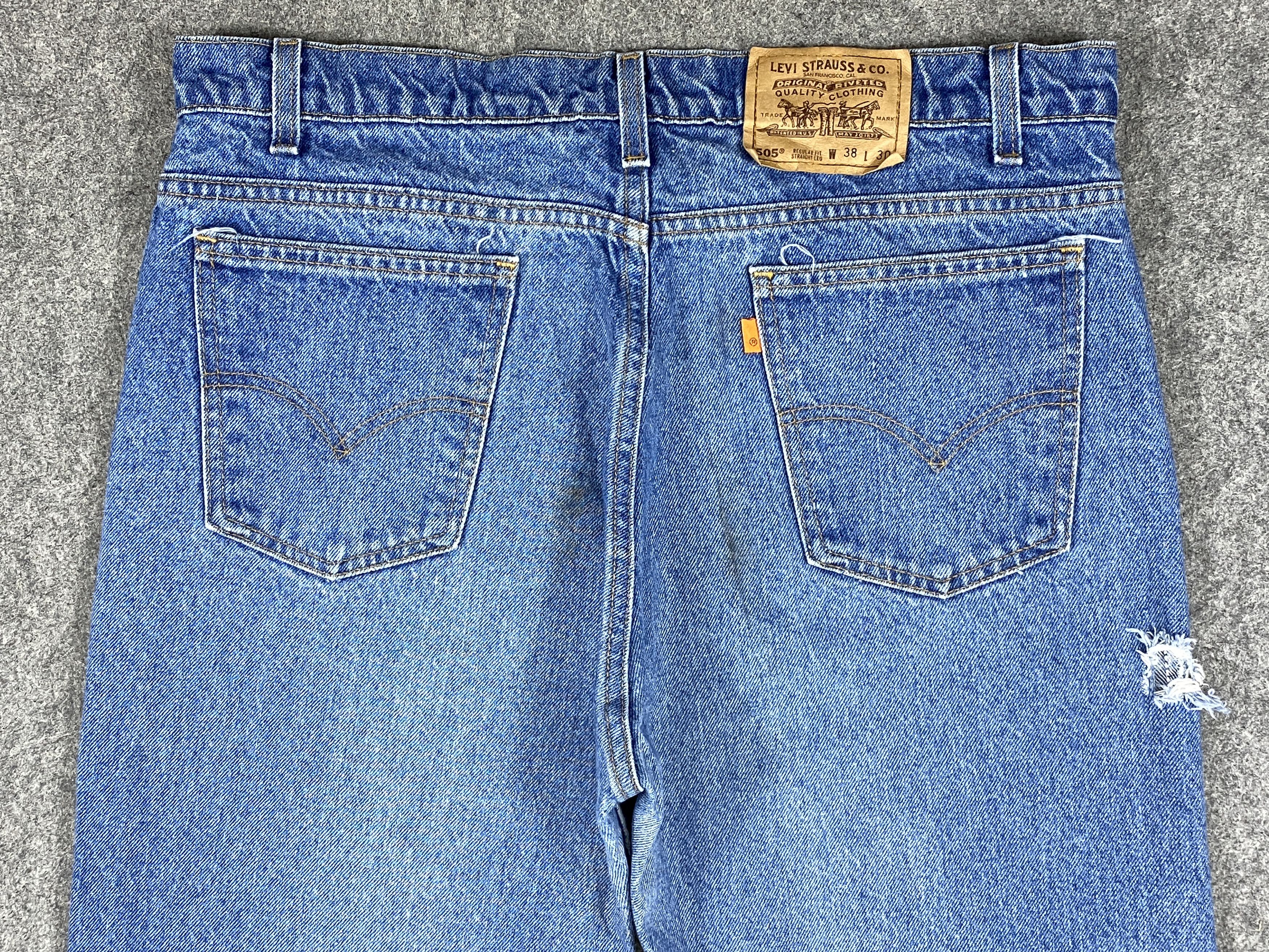 Levi's 90s Blue Vintage Levi's 505 USA Orange Tab Denim JN1821 Size US 36 / EU 52 - 4 Thumbnail
