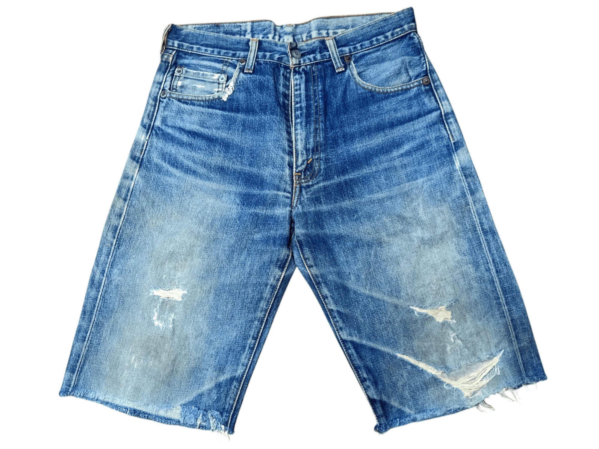 Levi's × Levi's Vintage Clothing Levis 502 Big E RedSelvedge SHORT Pants Distressdenim Size US 30 / EU 46 - 4 Thumbnail