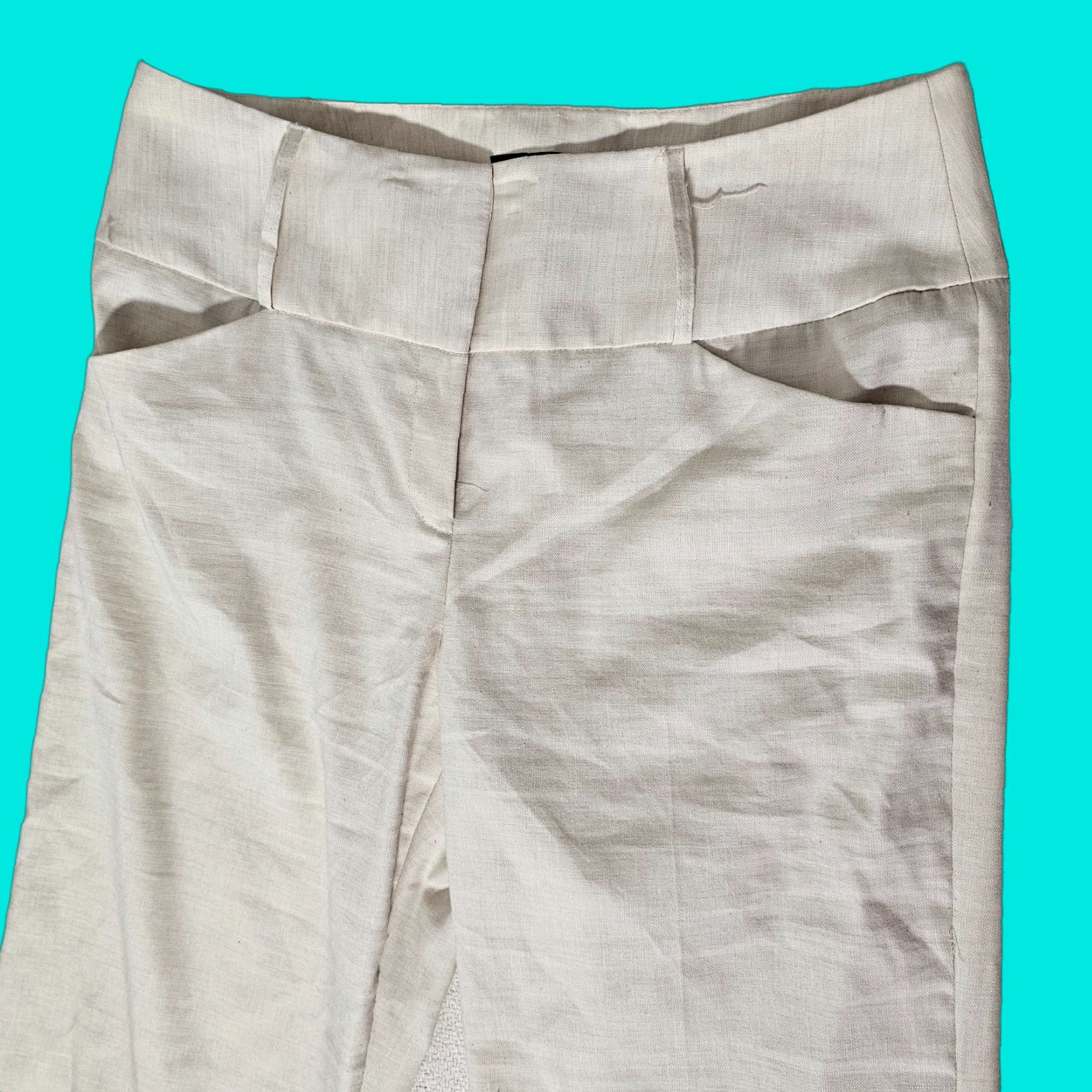 Vintage Antonio Melani Women’s Pants Linen Blend Beige 14 Regular High Rise Twill Flat Front Pockets Dress Workwear Casual Formal Trousers Size 36" / US 14 / IT 50 - 1 Thumbnail