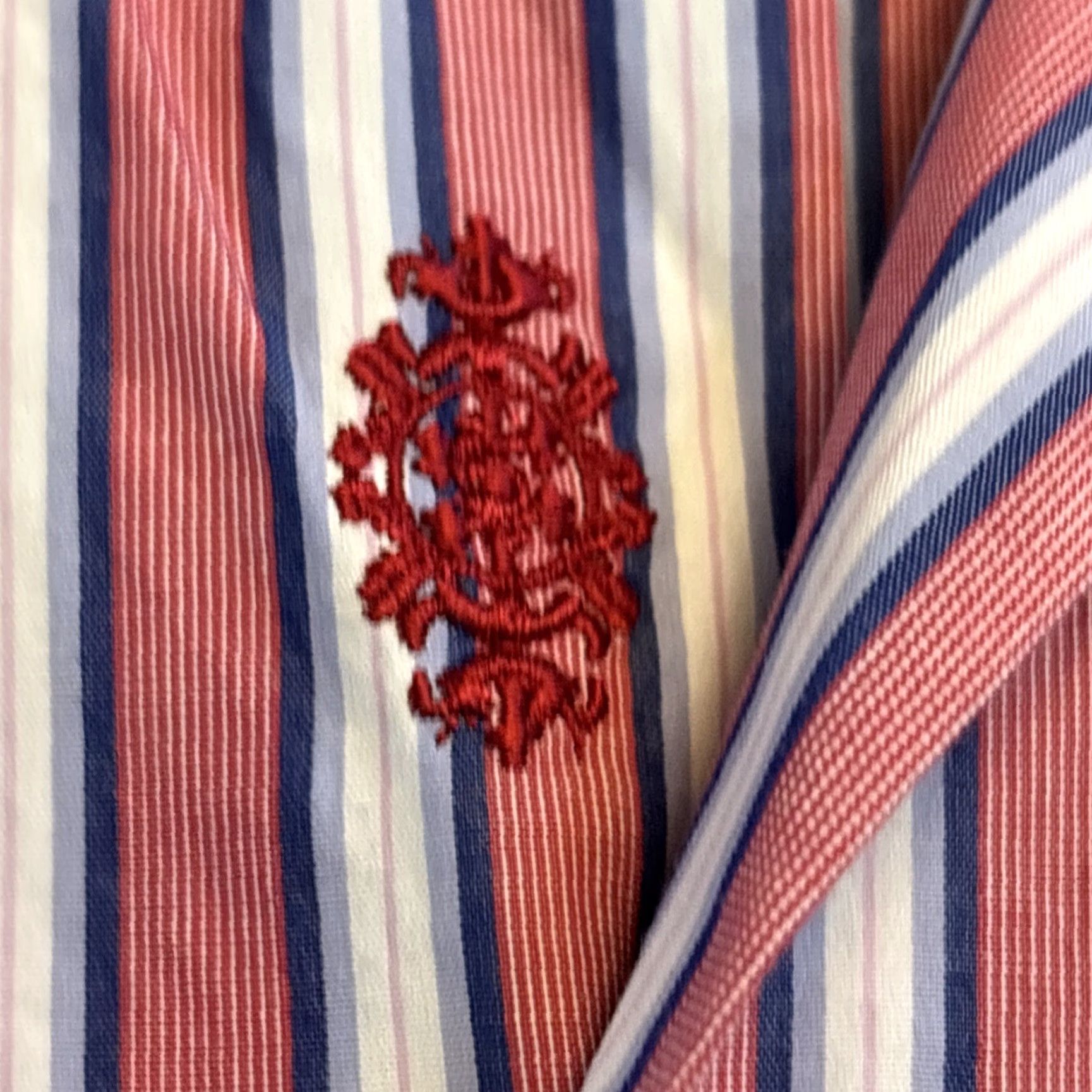 Robert Graham Robert Graham Shirt Mens 44 Pink White Striped Button-Up Collared Contrast Trim Long Sleeve Size US XXL / EU 58 / 5 - 4 Thumbnail
