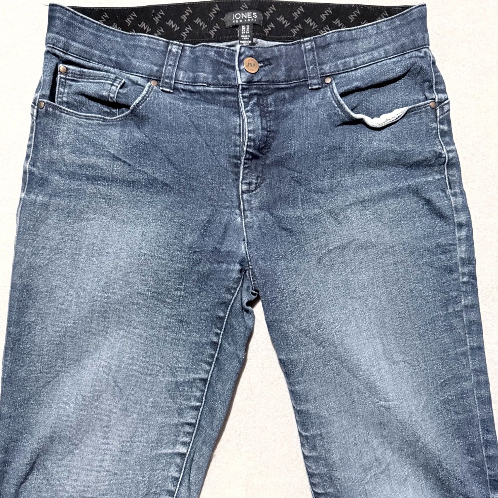 Jones New York Jones New York Jeans Women's Blue Denim Mid Rise Distressed Slim Fit Skinny - 10 Size 32" / US 10 / IT 46 - 3 Thumbnail