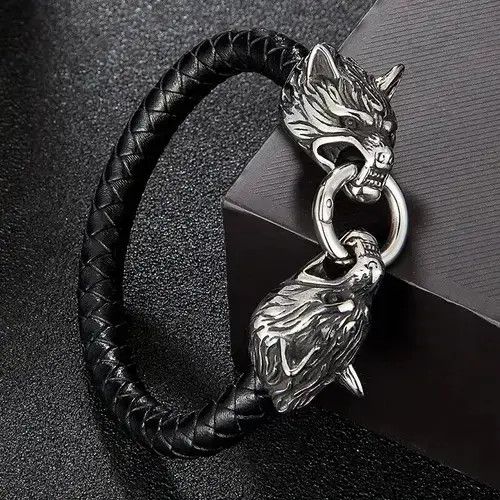 Jewelry Double Dragon Wolf Head Bracelet Size ONE SIZE - 1 Thumbnail