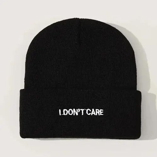 Designer I don’t care knitted Hat Size ONE SIZE - 4 Thumbnail