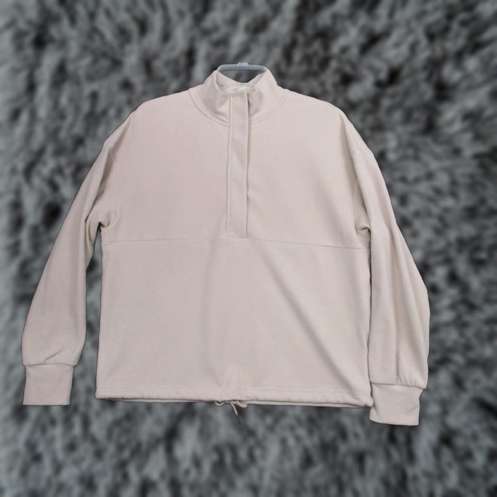 Varley Varley Maida Half Zip Pullover Womens Small Pink 1/2 Zip Drawcord Long Sleeve Ribbed Brushed Knit Polyester Elastane Solid VAR01742 Size S / US 4 / IT 40 - 1 Thumbnail