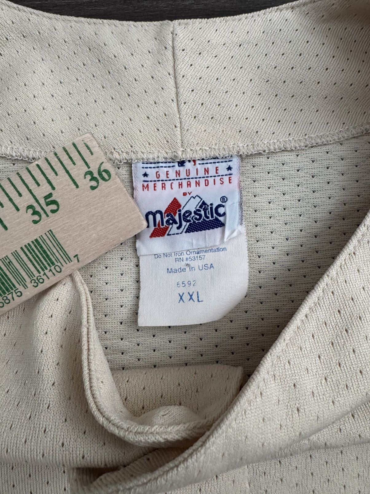 Majestic × Vintage Rare New York Yankees Cream Jersey Green Patched Logo 2XL Size US XXL / EU 58 / 5 - 5 Thumbnail