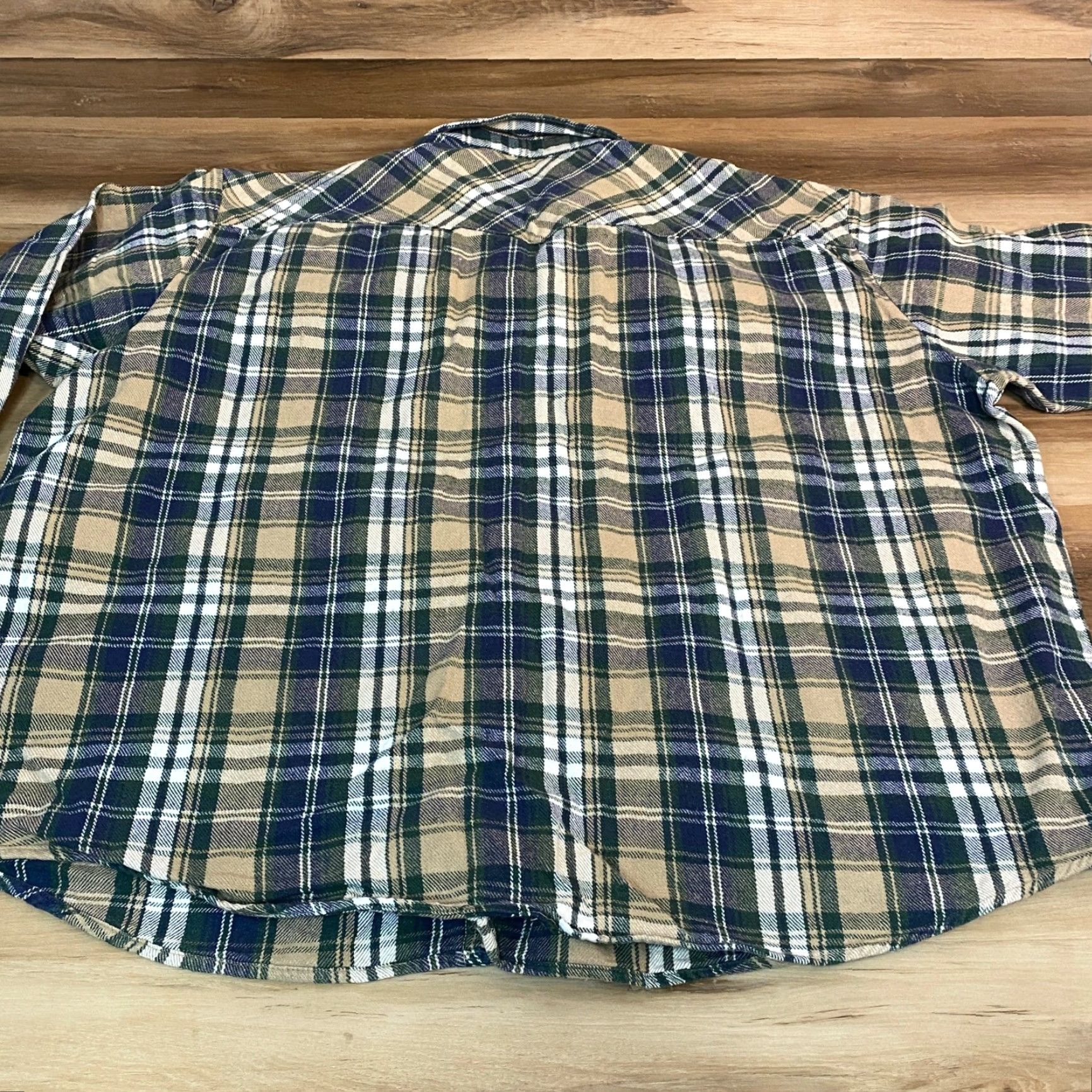 Vintage Big Mac Flannel Shirt Mens 4XLT Plaid Snap Front Western Work Shirt Heavy Beige Size US XXL / EU 58 / 5 - 7 Thumbnail