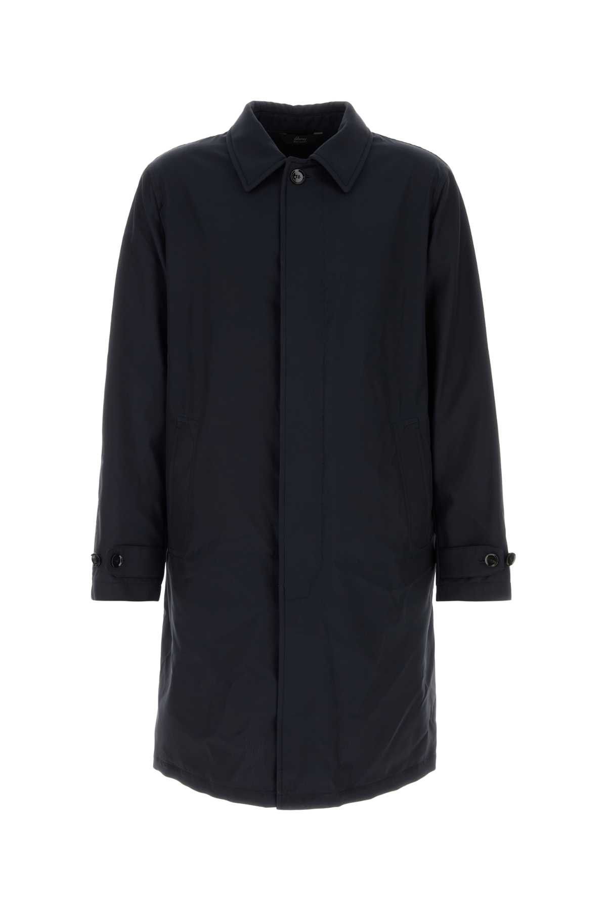 Brioni Midnight Blue Silk Overcoat Size US XL / EU 56 / 4 - 1 Thumbnail