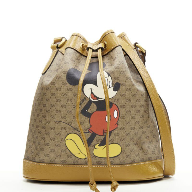 Gucci GUCCI DISNEY Candy GG Micky Mouse brown leather trim bucket bag Size ONE SIZE - 1 Thumbnail