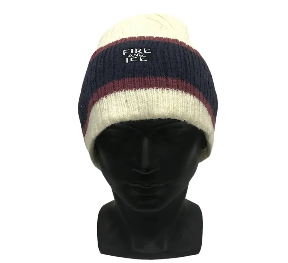 Japanese Brand × Vintage Fire And Ice Stripe Design Beanie Hat Size ONE SIZE - 1 Thumbnail