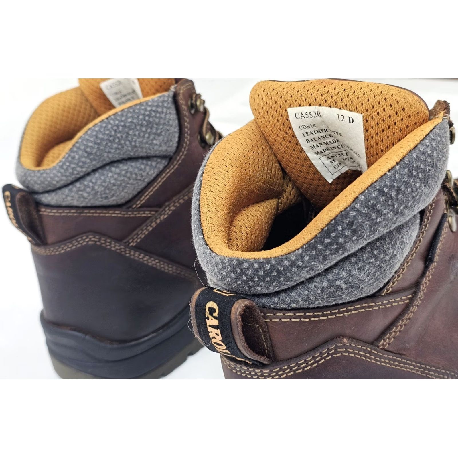 Vintage Carolina Brown Leather Waterproof Composite Toe Work Boots Men 12D Safety ASTM Shoes Size US 12 / EU 45 - 4 Thumbnail