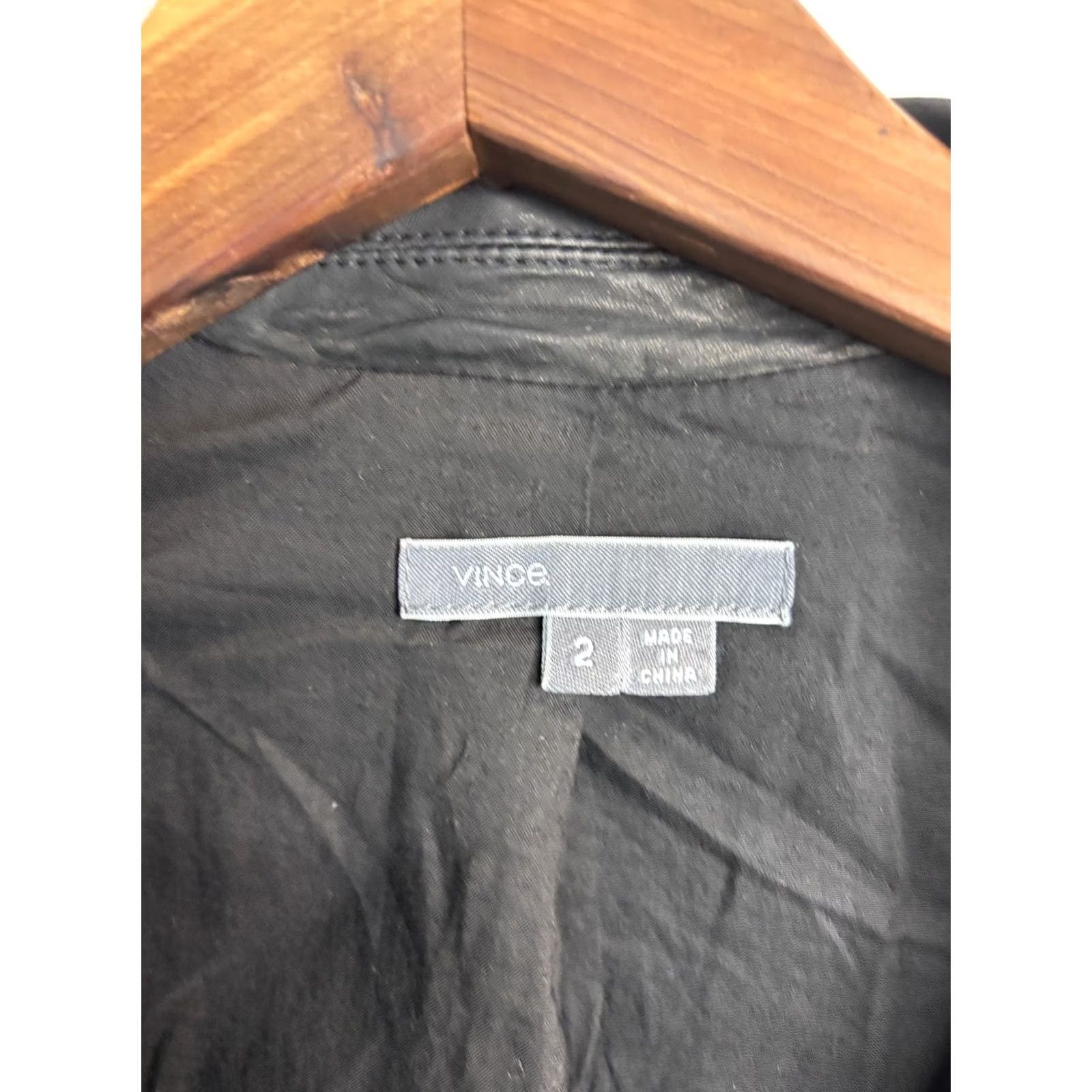 Vince Vince Womens Jacket Black Textured Leather Blazer Two Button Wool Side Panels Size 2 Size XS / US 0-2 / IT 36-38 - 4 Thumbnail