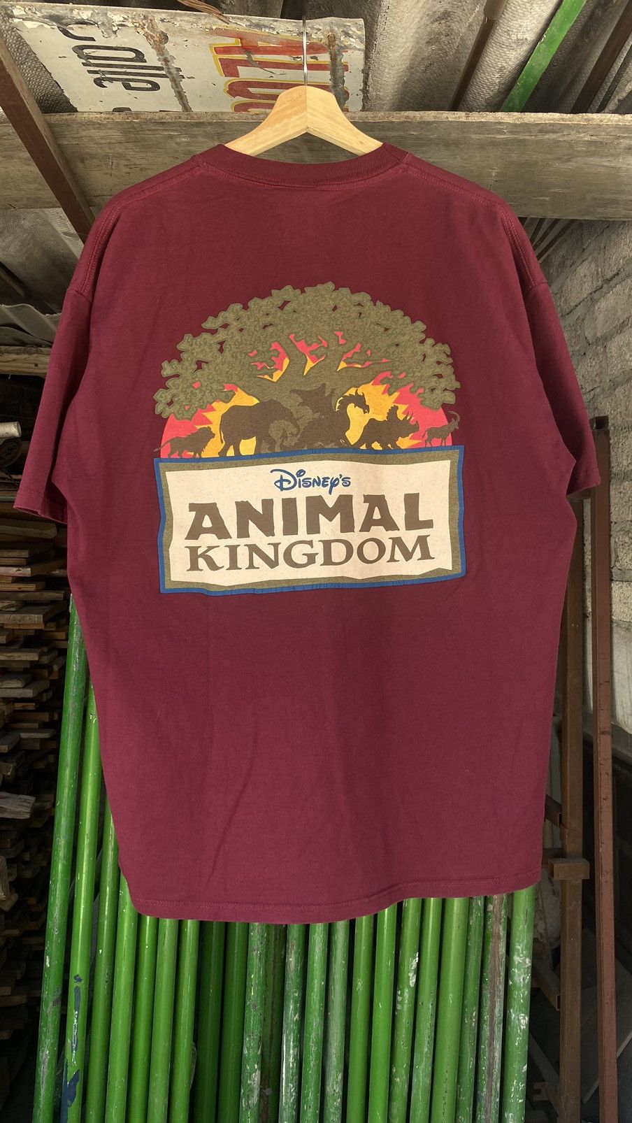 image of Disney x Vintage 90’S Animal Kingdom Tee in Wine, Men's (Size XL)