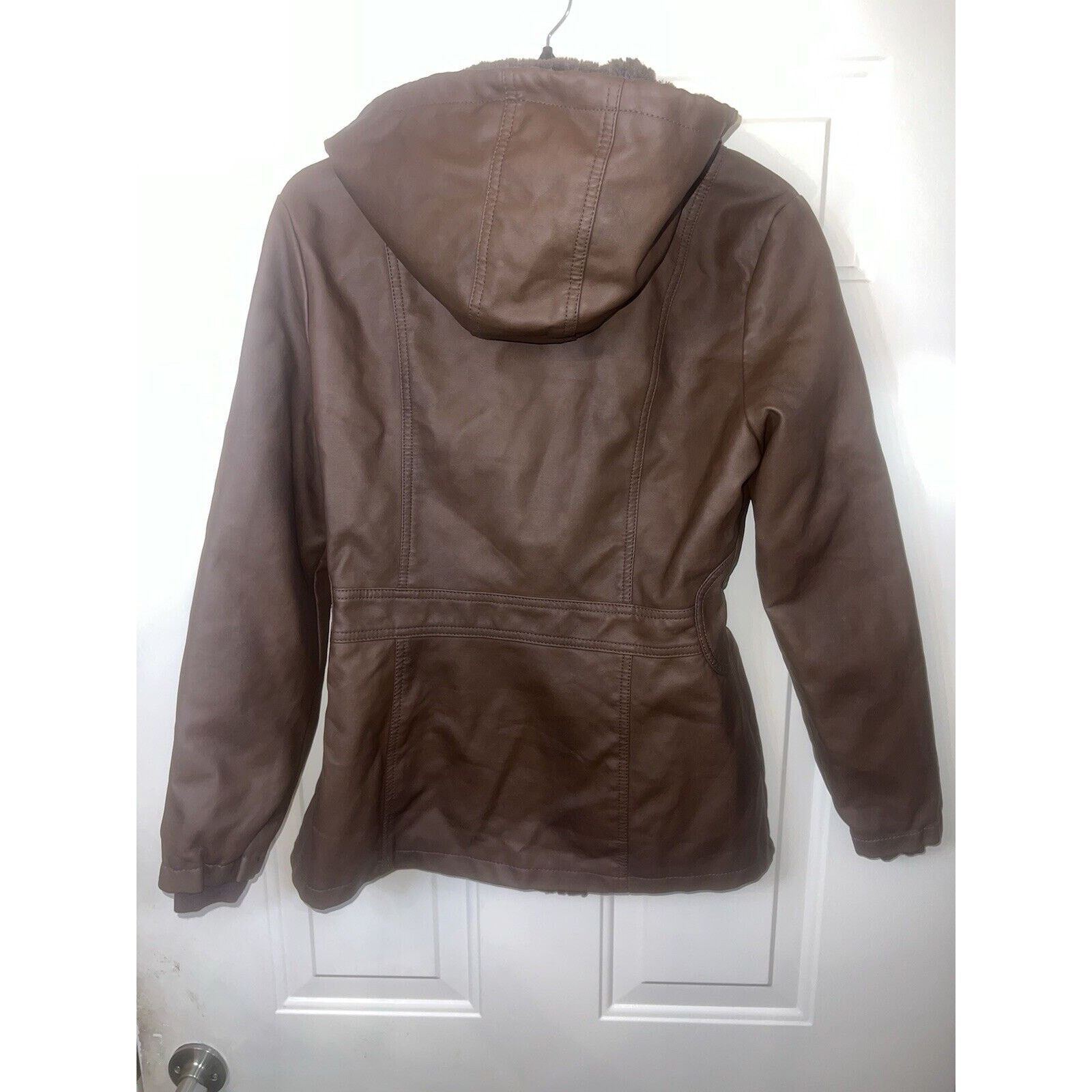 Other Cavalini Vegan Leather Women Jacket Brown Large Trench Coat Size L / US 10 / IT 46 - 2 Thumbnail